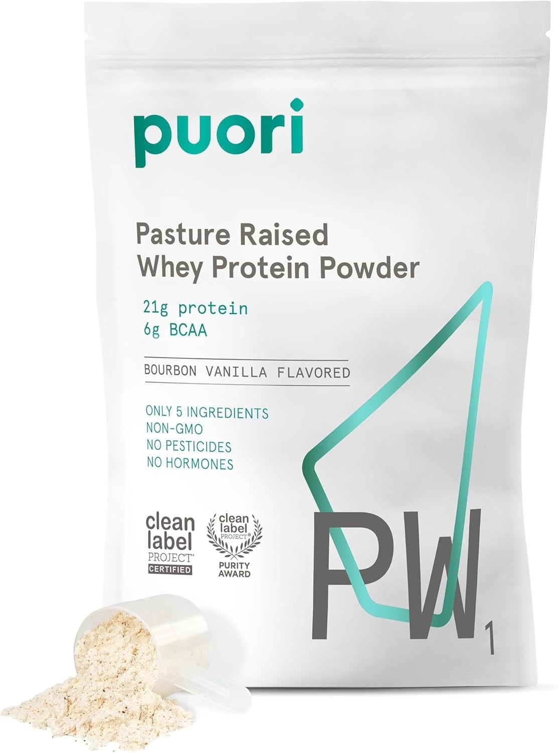 Puori PW1 Whey Protein Powder Bourbon Vanilla Grass-Fed Muscle Recovery 30 Serv.
