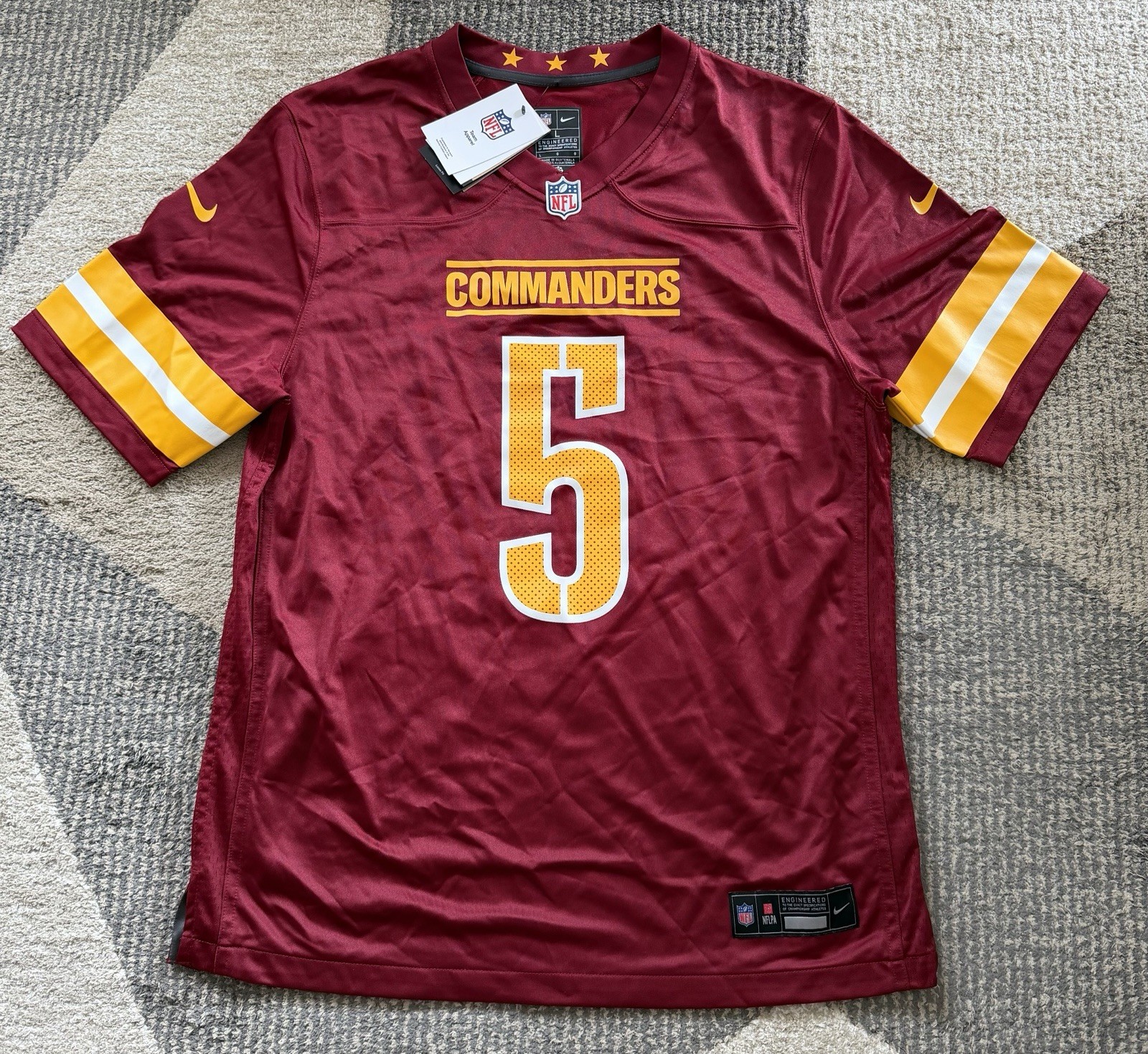 Men’s Nike Washington Commanders Jayden Daniels #5 Jersey Sz Large NWT
