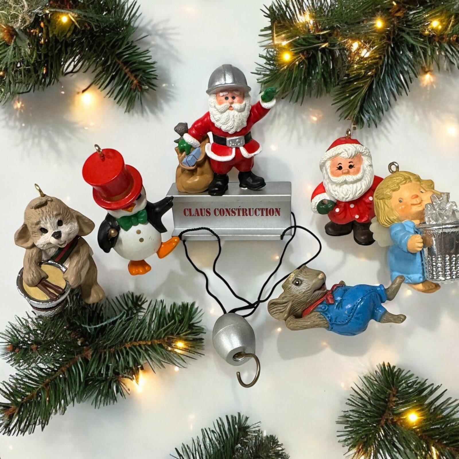 VTG Hallmark Christmas Ornaments Santa Angel Penguin Mouse Rabbit Lot of 6 VTG Hallmark Christmas Ornaments Santa Angel Penguin Mouse Rabbit Lot of 6