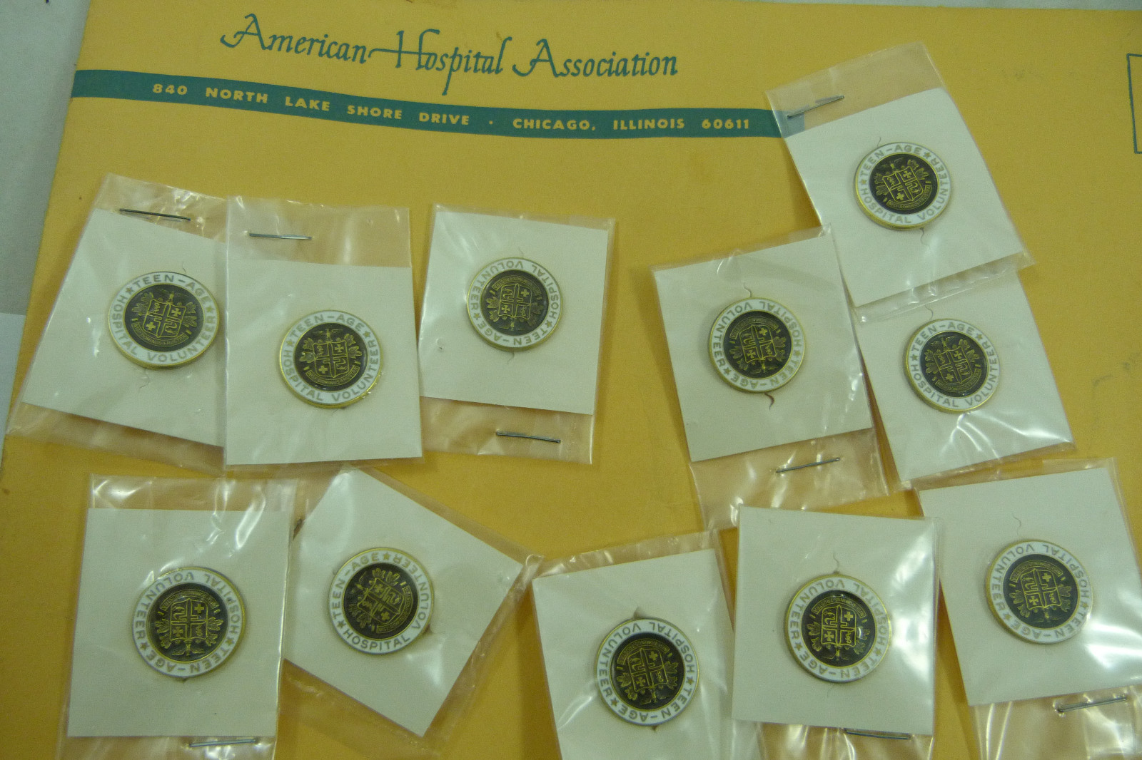 Vintage 1976 HOSPITAL TEEN VOLUNTEER Pin New Old Stock NOS LOT