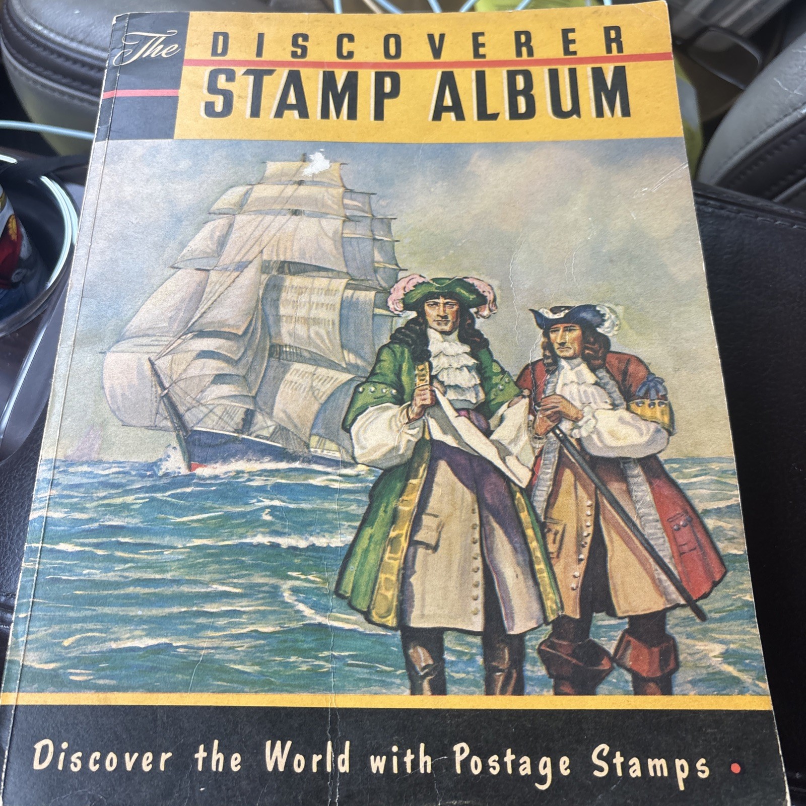 Vtg H.E. Harris Discoverer Stamp Album Partially Filled Mid-Century Collection