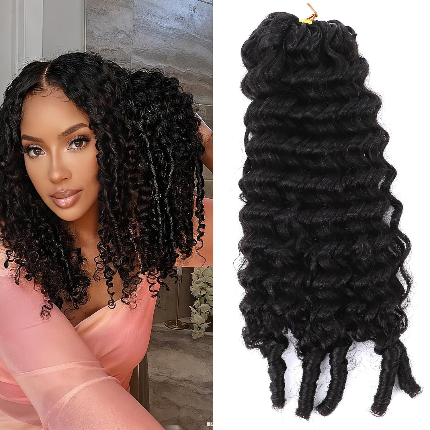 Crochet Hair Loose Deep Wave 100% Human Hair Miracle Knots Black 50g/Pack Crochet Hair Loose Deep Wave 100% Human Hair Miracle Knots Black 50g/Pack
