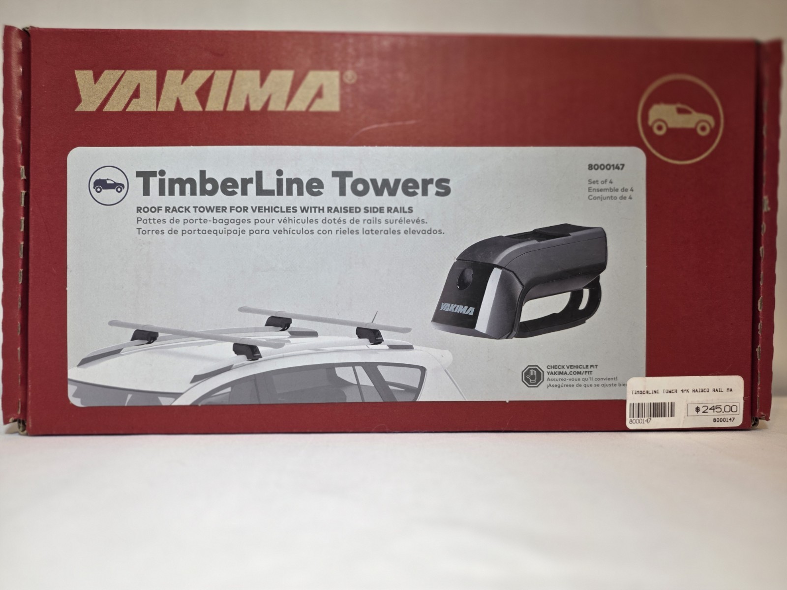 Yakima TimberLine Towers Raised Rail Tower Set of 4 8000147 Yakima TimberLine Towers Raised Rail Tower Set of 4 8000147