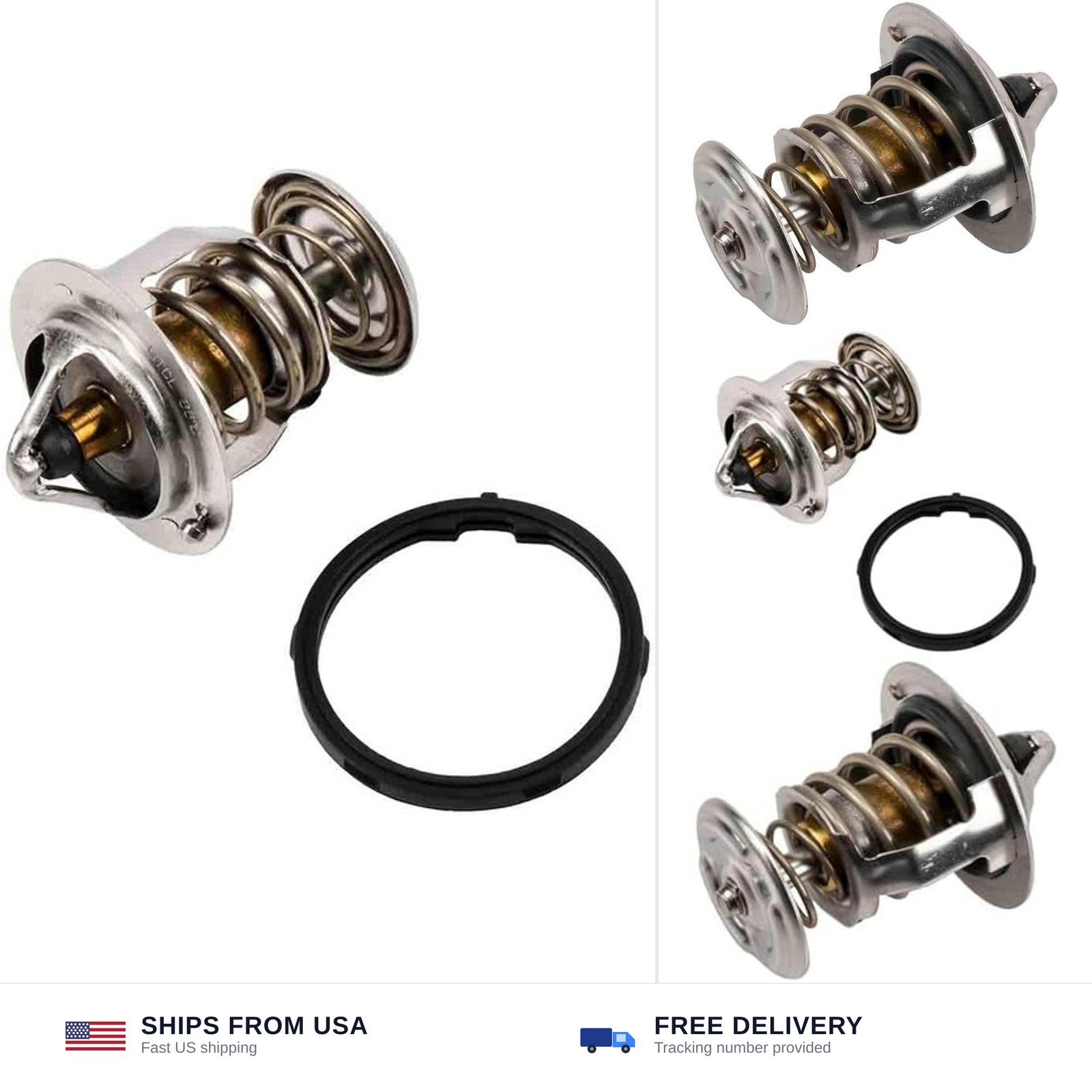 Engine coolant thermostat 187 degrees with seal gasket for GM vehicles