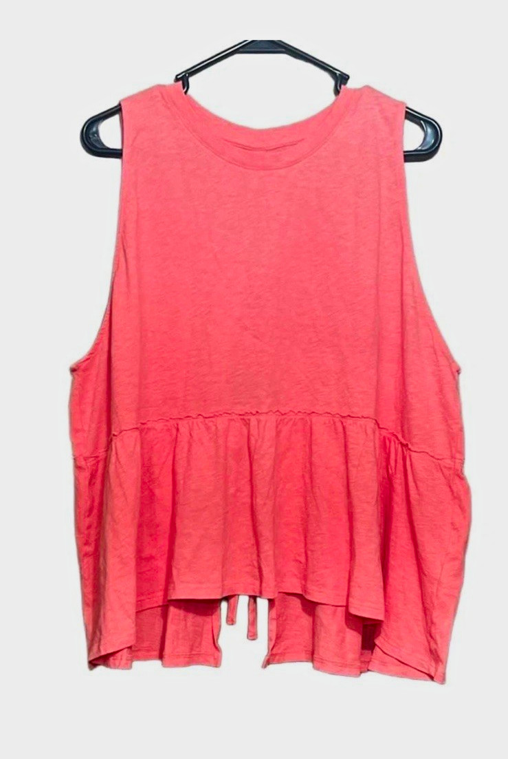 American Eagle Pink Tie-Back Ruffle Hem Tank Top XL Lightweight Knit Cotton American Eagle Pink Tie-Back Ruffle Hem Tank Top XL Lightweight Knit Cotton
