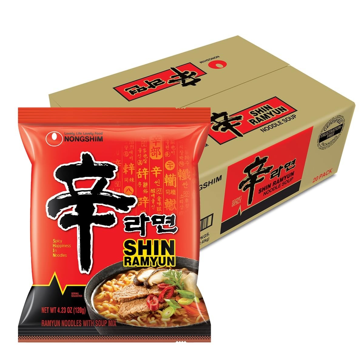 Nongshim Shin Ramen Spicy Noodles Pack of 20 – Savory & Microwaveable Nongshim Shin Ramen Spicy Noodles Pack of 20 – Savory & Microwaveable