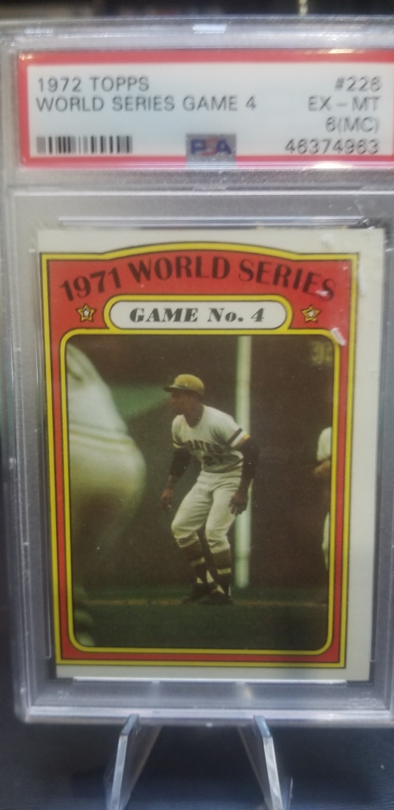 1972 Topps World Series Game 4 #226 Roberto Clemente  EX MT PSA 6 MC