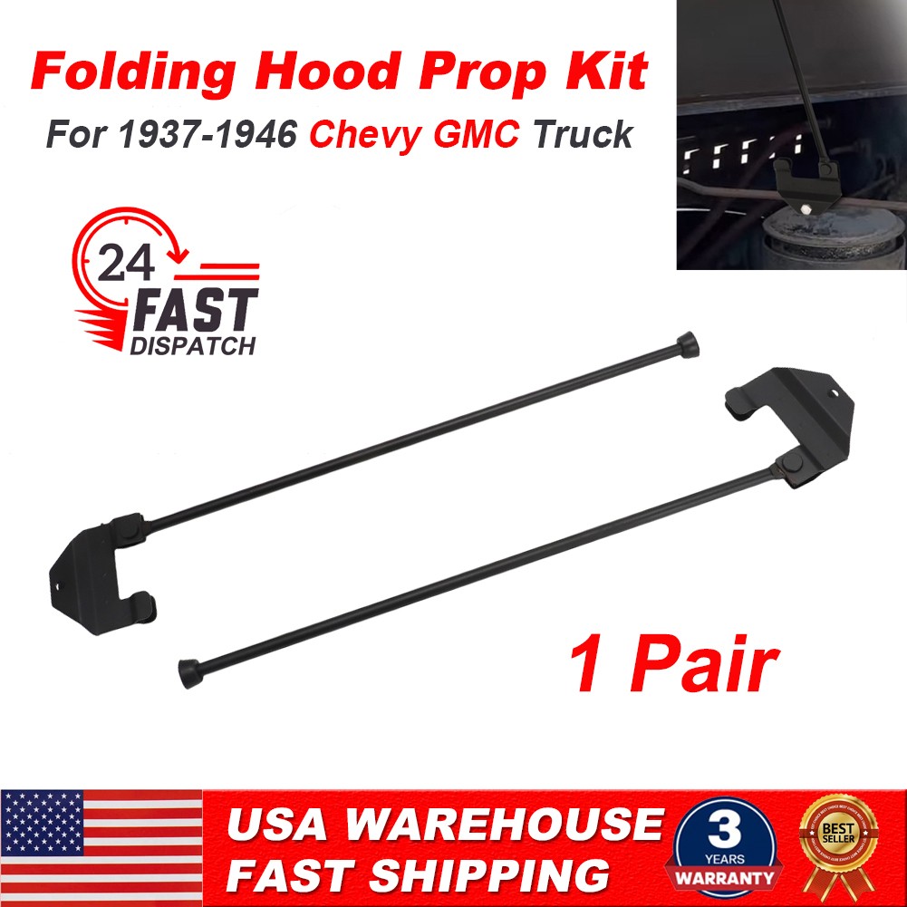 Steel Folding Hood Support Prop Kit Fits 1937-1946 Chevrolet GMC Pickup Truck Steel Folding Hood Support Prop Kit Fits 1937-1946 Chevrolet GMC Pickup Truck