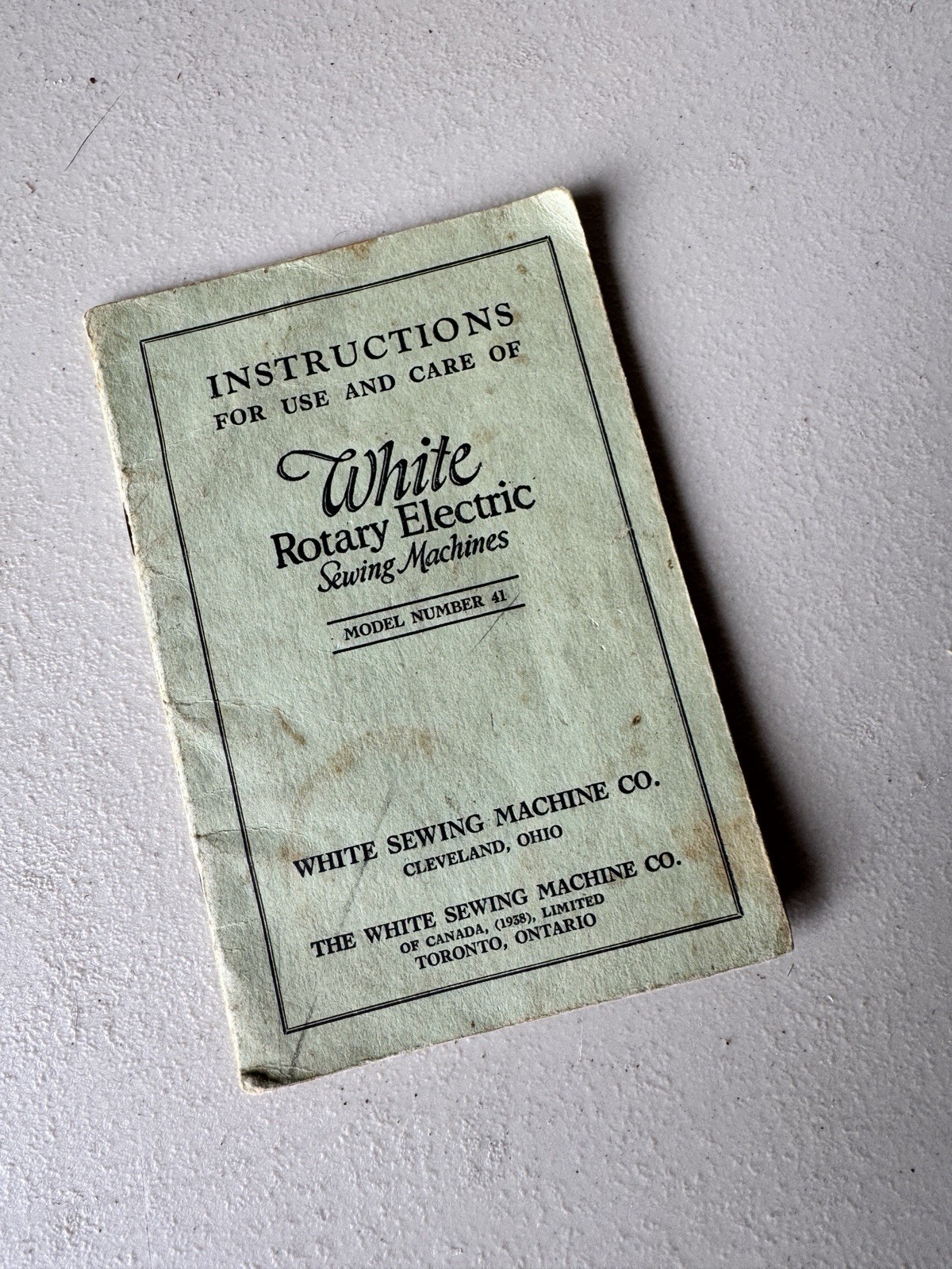 Vintage 1930s White Rotary Electric Sewing Machine Manual - Model Number 41