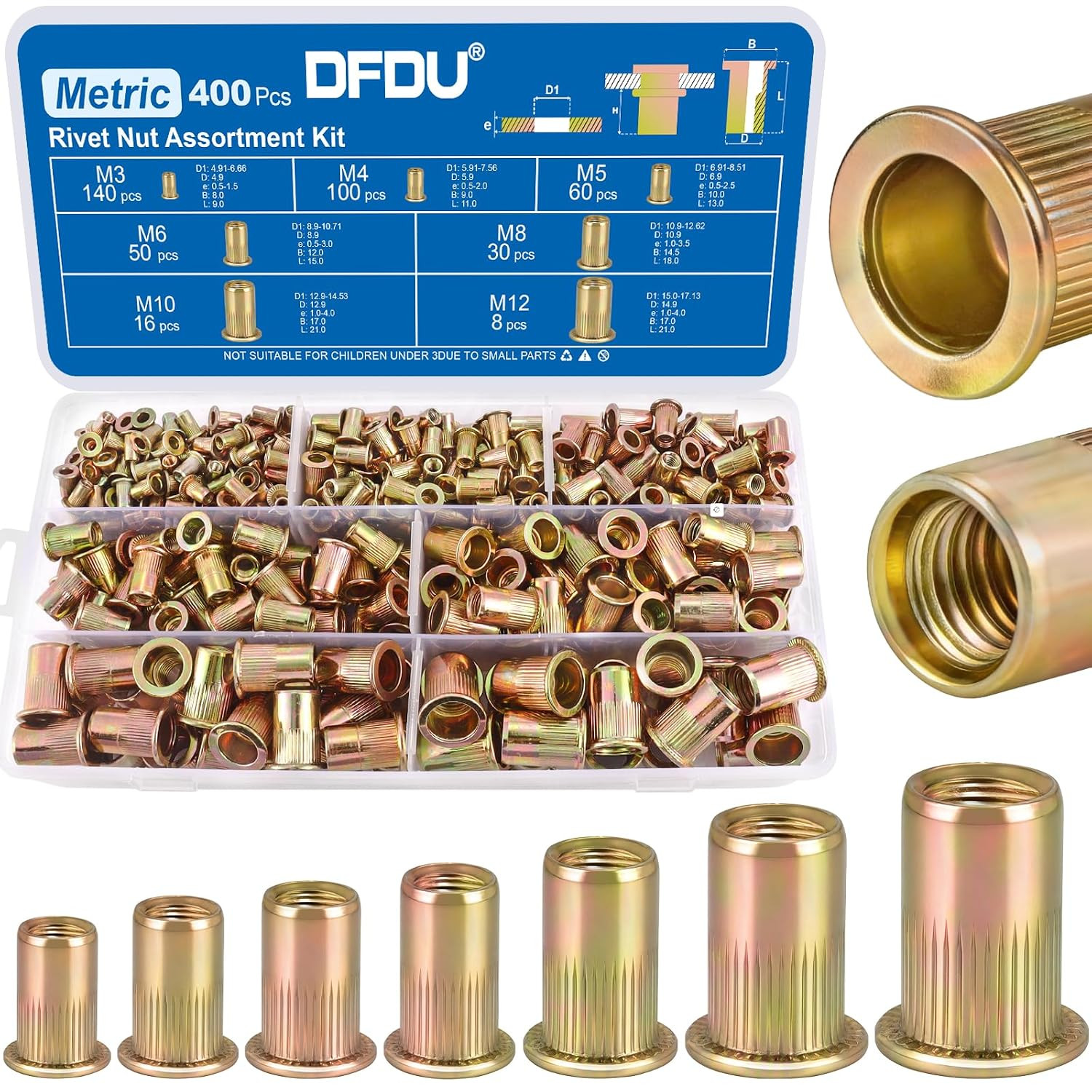 400PCS Metric Rivet Nut Assortment Kit M3 M4 M5 M6 M8 M10 M12 Rivnut | Zinc 400PCS Metric Rivet Nut Assortment Kit M3 M4 M5 M6 M8 M10 M12 Rivnut | Zinc