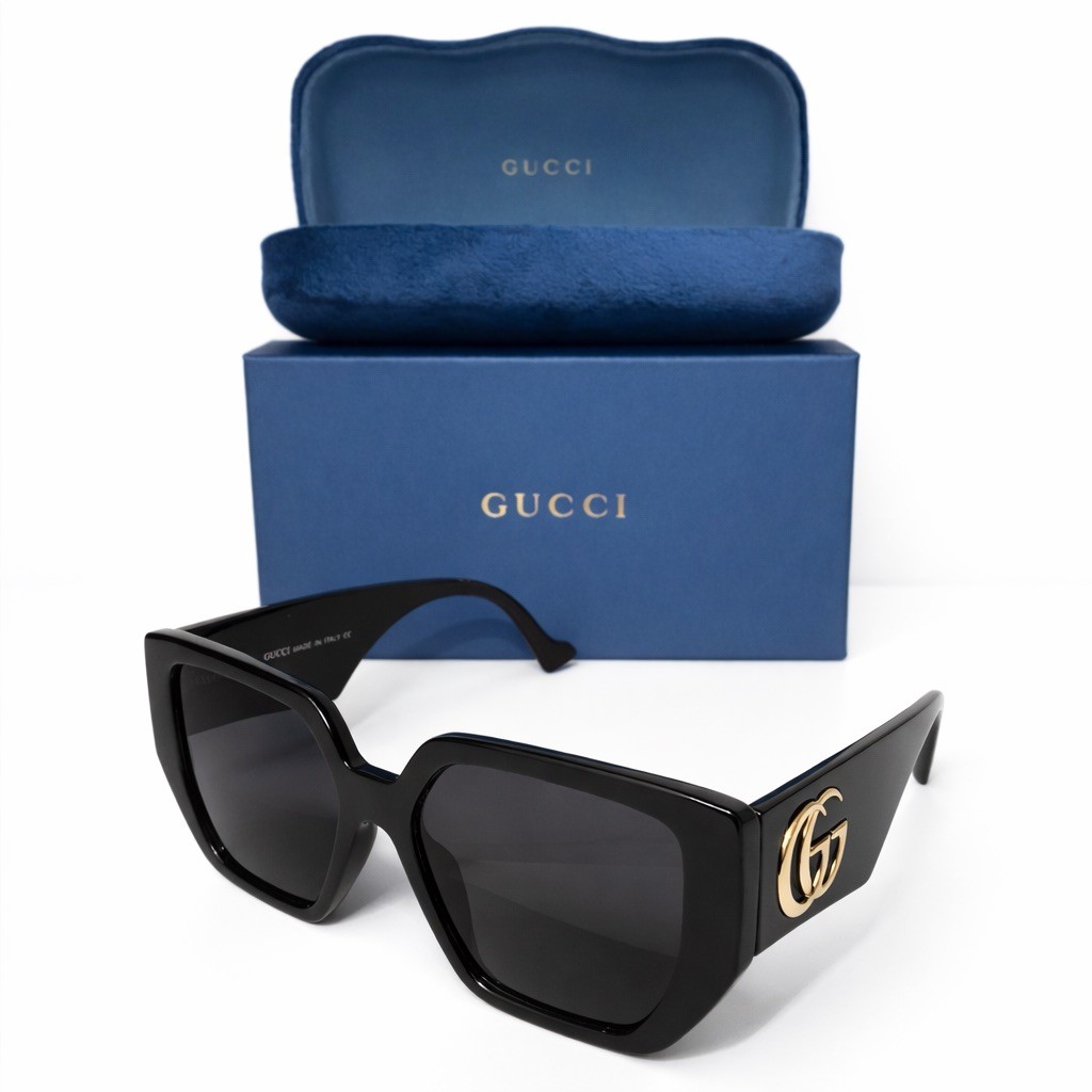 Gucci Women\'s Oversized Black/Gold Geometric Square Sunglasses *GREAT CONDITION* Gucci Women\'s Oversized Black/Gold Geometric Square Sunglasses *GREAT CONDITION*