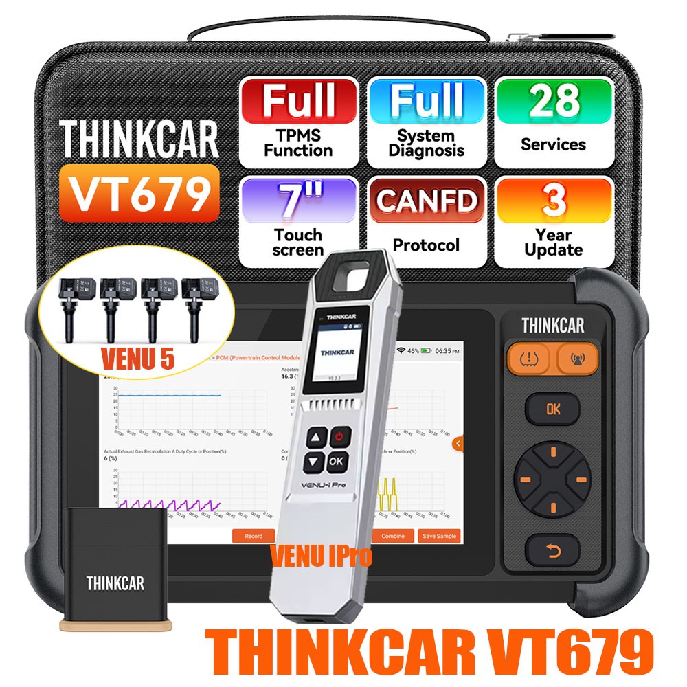 THINKCAR VT679 Auto Wireless Diagnostic Scanner TPMS Relearn Tool 28+ Service
