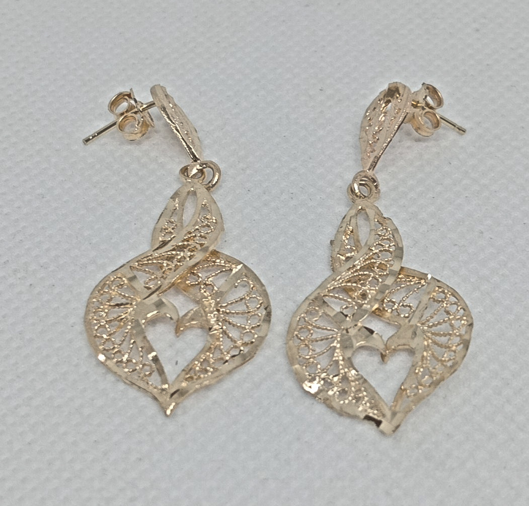 14k Yellow Gold Dangling Pierced Earrings