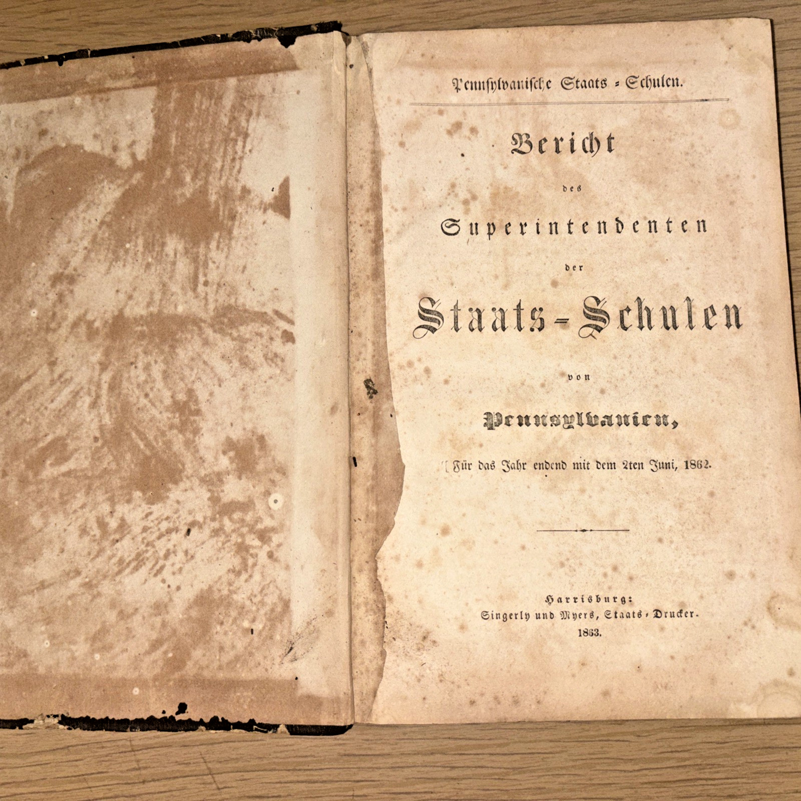 Antique 1863 Book: Bericht des Superintendenten der Staats-Schulen von PA Antique 1863 Book: Bericht des Superintendenten der Staats-Schulen von PA