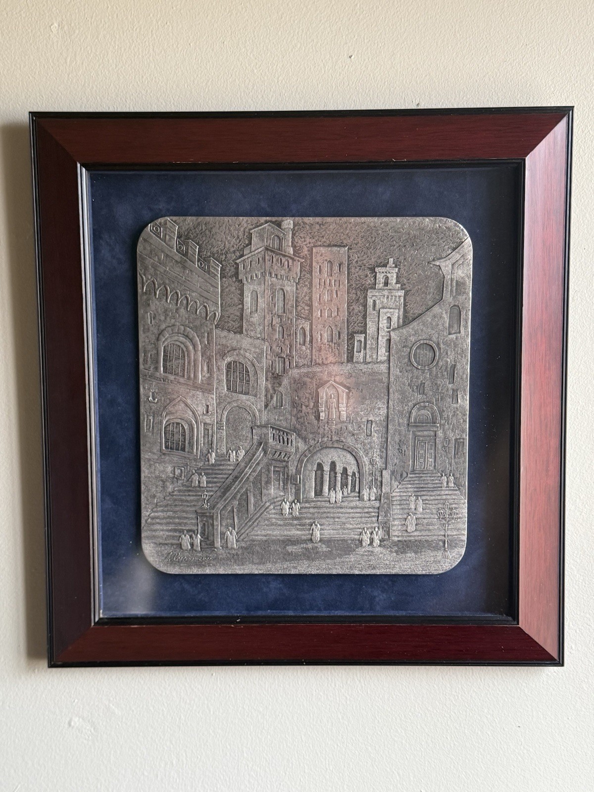 Anatole Krasnyansky FRAMED PEWTER SAN GIMINIANO ITALY Signed Artwork Anatole Krasnyansky FRAMED PEWTER SAN GIMINIANO ITALY Signed Artwork