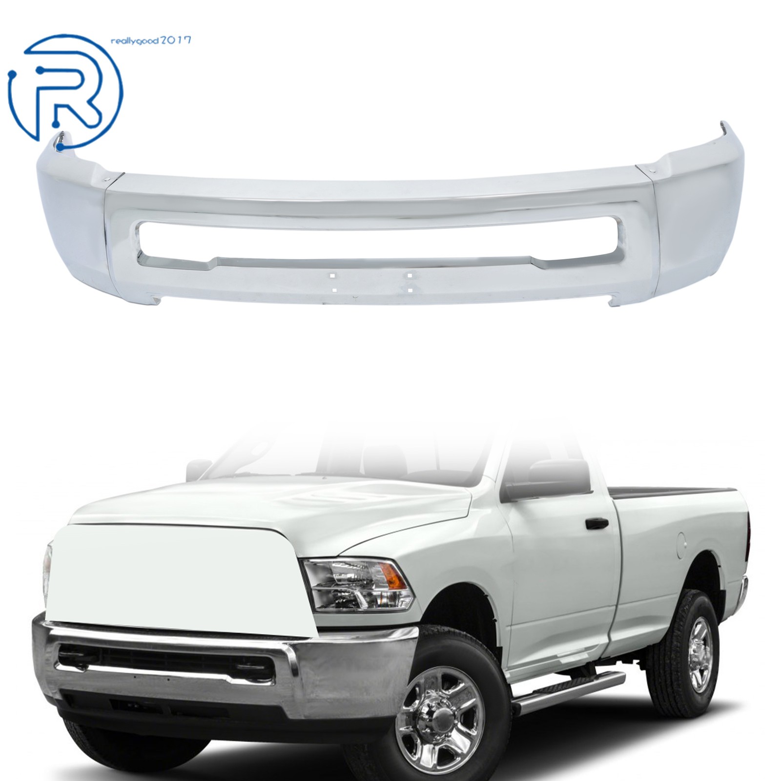 New For RAM 2500 3500 2010-2018 Durable Chrome Split Style Front Bumper Face Bar
