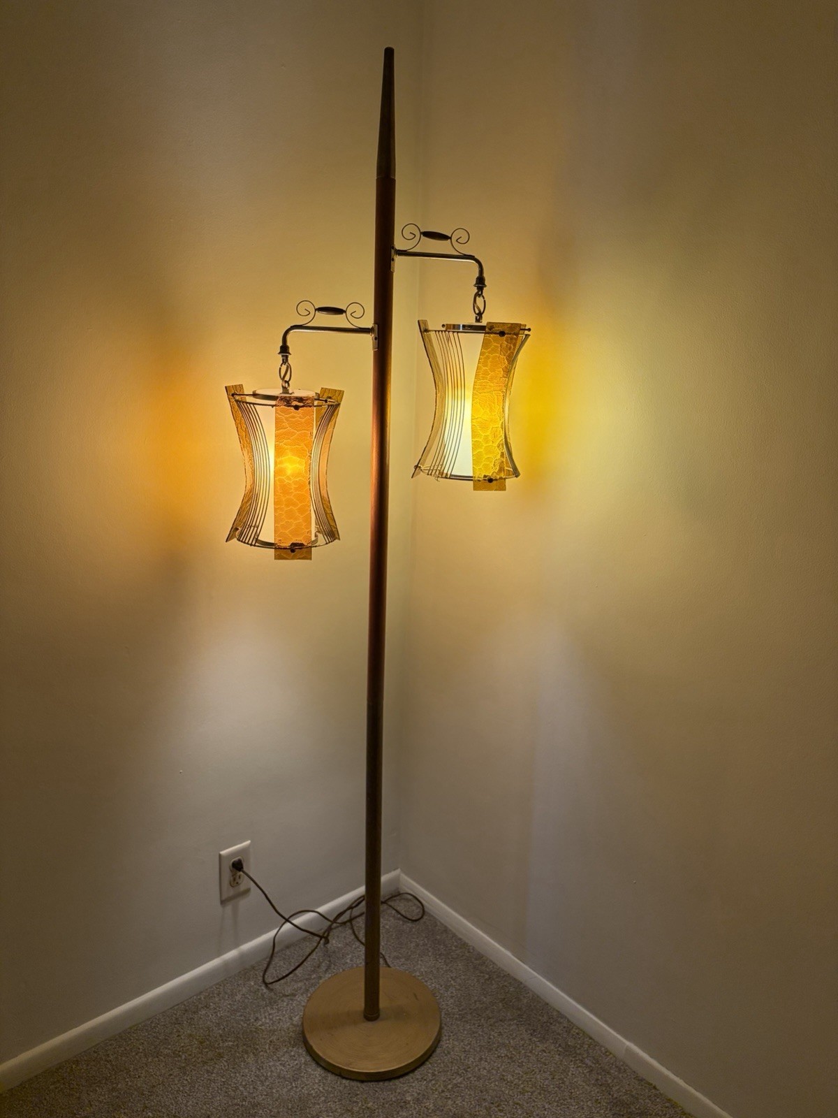 Stunning Authentic MCM Double Hanging Floor Lamp