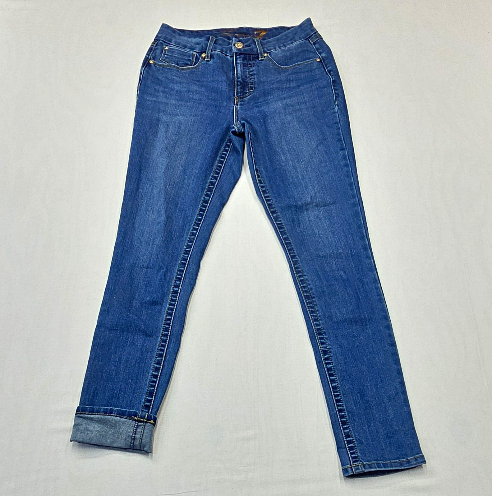 Seven7 Women\'s High Rise Skinny Jeans Blue Medium Wash Stretch 5-Pocket 6 Seven7 Women\'s High Rise Skinny Jeans Blue Medium Wash Stretch 5-Pocket 6