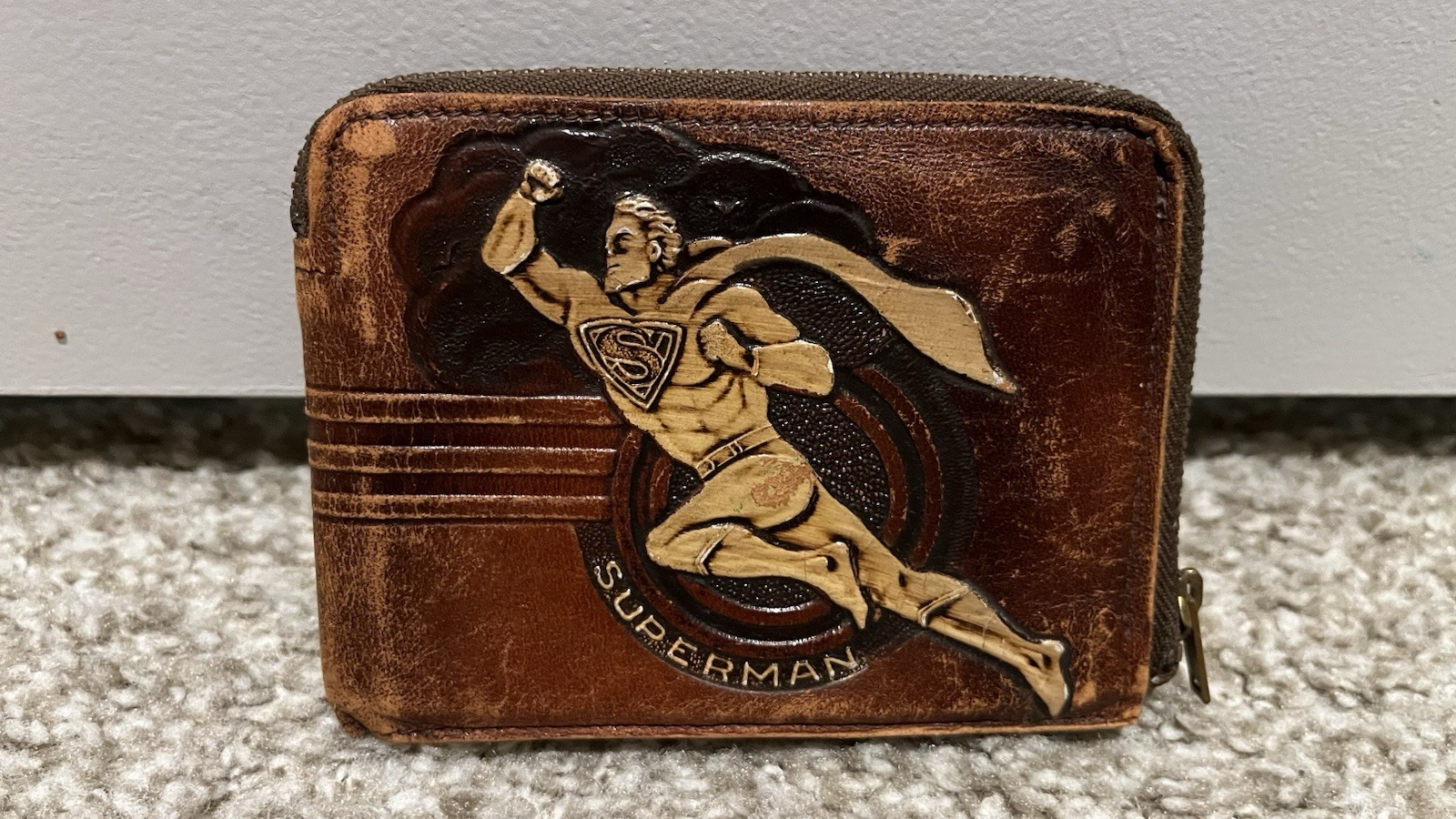 1940s Golden Age Comic Books Superman Pioneer Leather Wallet Premium 1940s Golden Age Comic Books Superman Pioneer Leather Wallet Premium