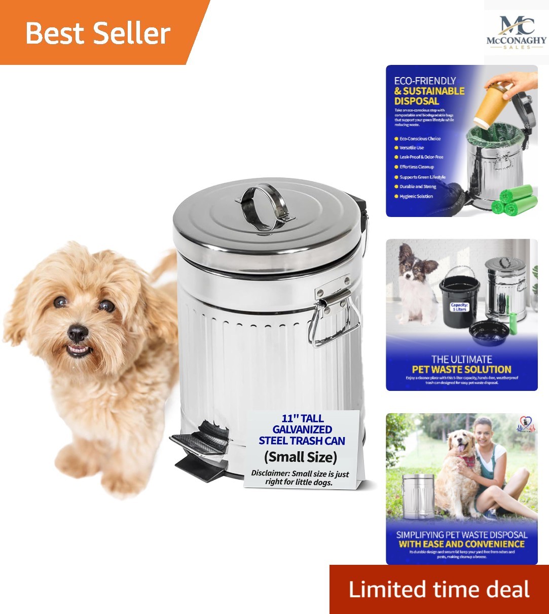 Elegant 5L Stainless Steel Trash Can with Quiet Close Lid - Ideal for Pet Waste