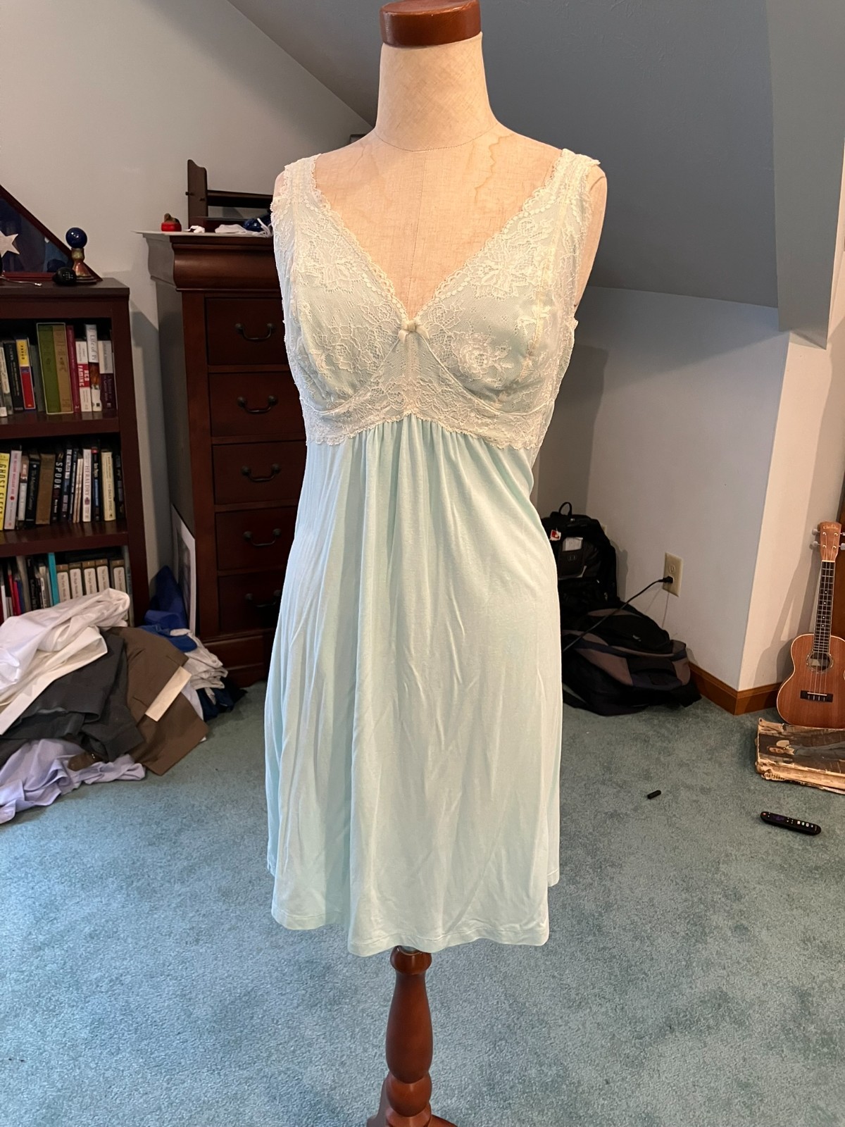 Soma Intimates Cool Nights Aqua Blue Ivory Lace Babydoll Nightgown Chemise M Soma Intimates Cool Nights Aqua Blue Ivory Lace Babydoll Nightgown Chemise M