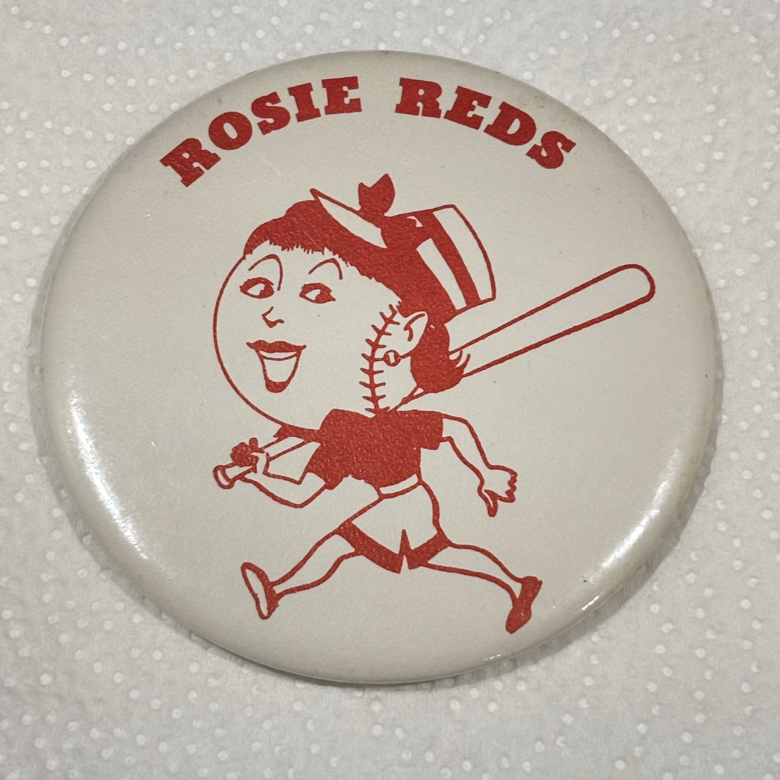 Vintage 1970’s Cincinnati Reds Rosie Red Baseball Pinback Button Big Red Machine Vintage 1970’s Cincinnati Reds Rosie Red Baseball Pinback Button Big Red Machine