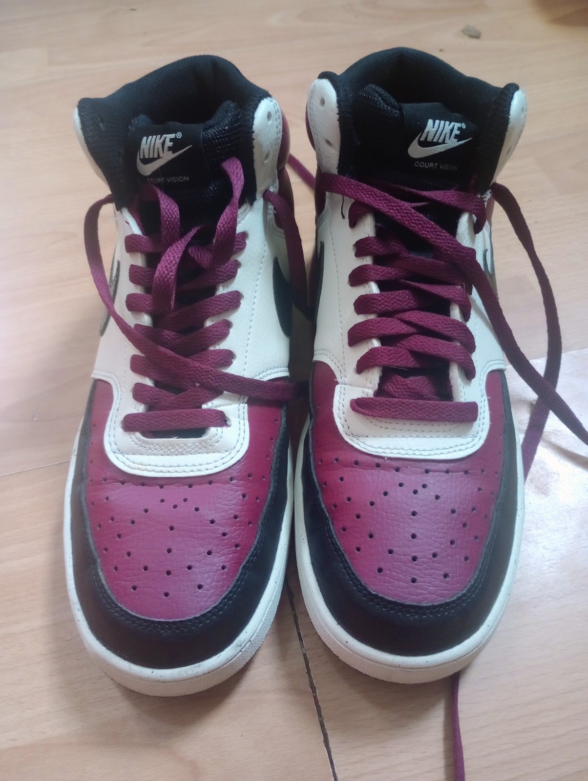 Nike Court Vision Mid Next Nature Unisex Shoes Mens US Size 10.5 Burgundy Black