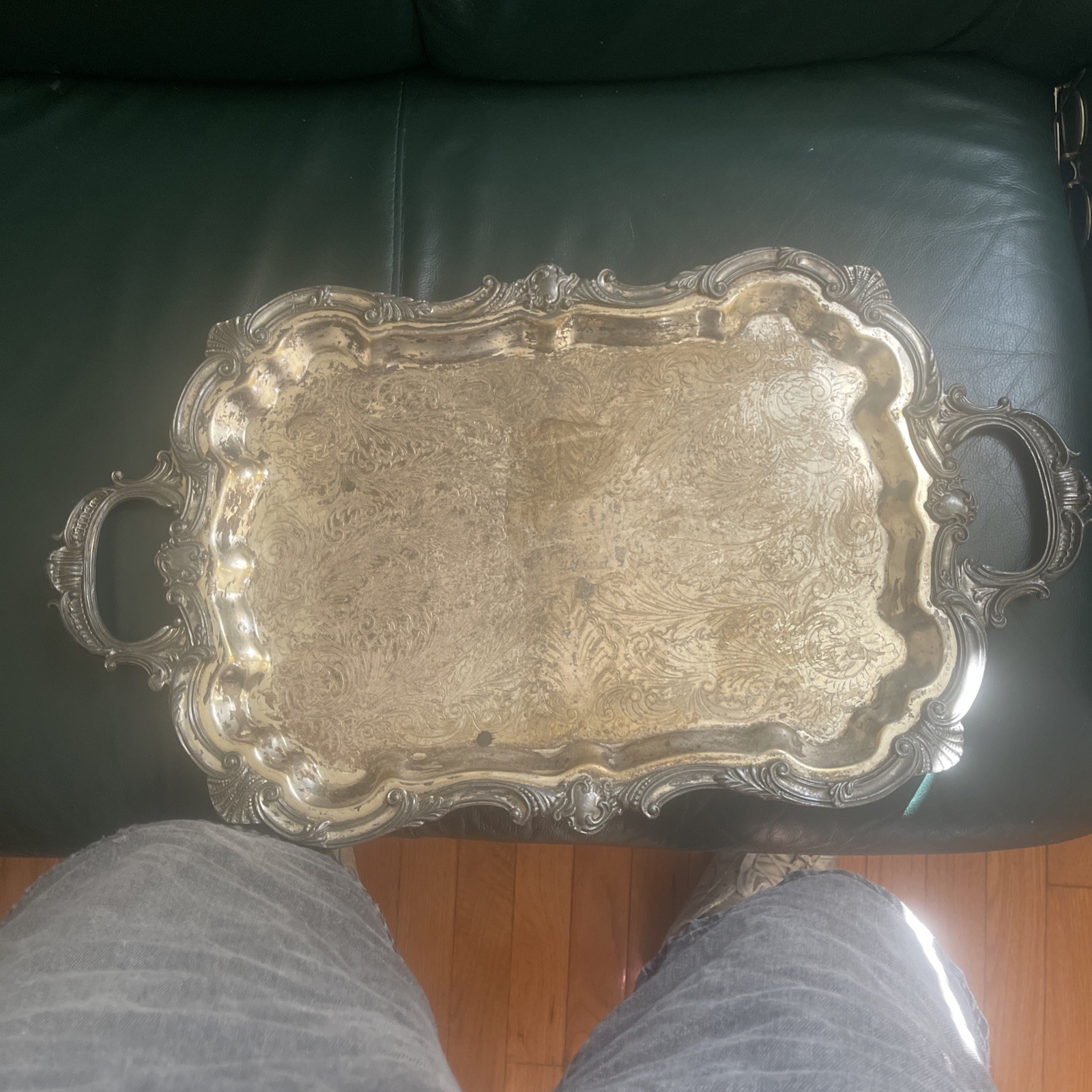 Vintage Birmingham Silver Co. Elaborate 20” Silverplate Footed Butler’s Tray Vintage Birmingham Silver Co. Elaborate 20” Silverplate Footed Butler’s Tray