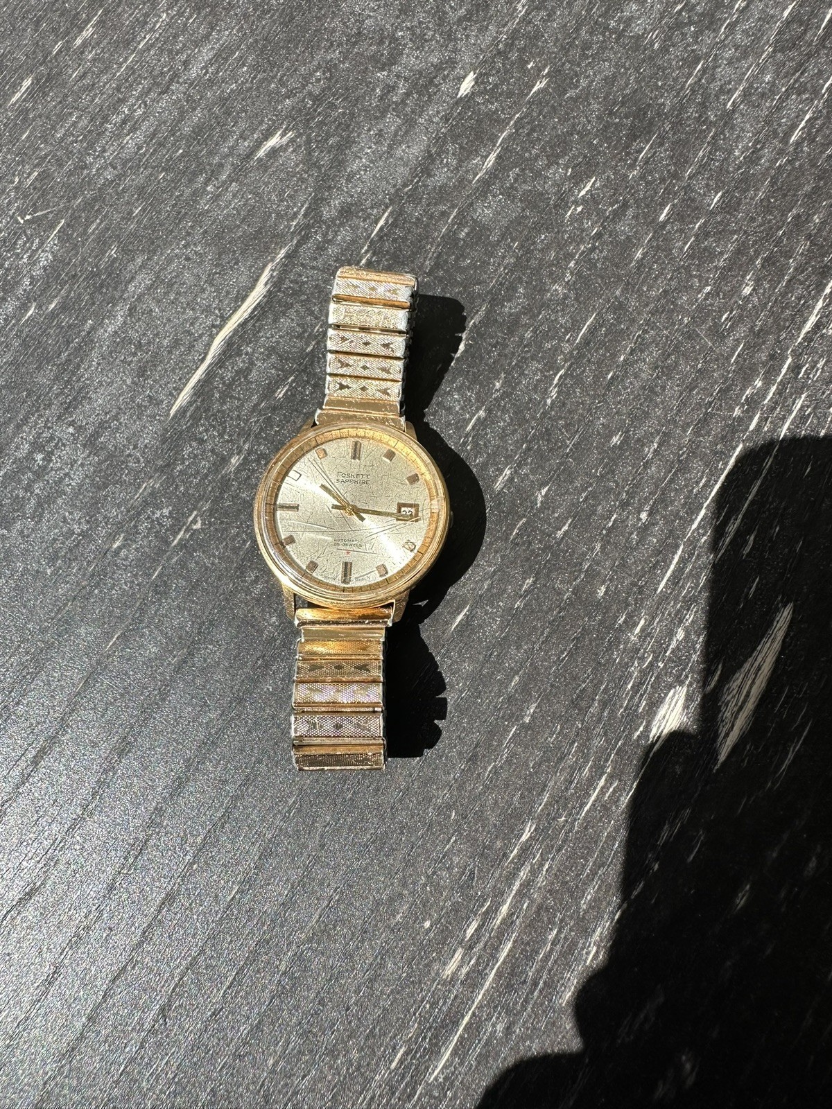 Vintage Foskett Sapphire Automatic Watch - 25 Jewels - Date - Gold Tone Vintage Foskett Sapphire Automatic Watch - 25 Jewels - Date - Gold Tone