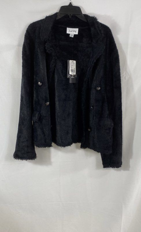 Joseph Ribkoff Women\'s Black Fuzzy Eyelash Knit Cardigan Jacket NWT Sz L
