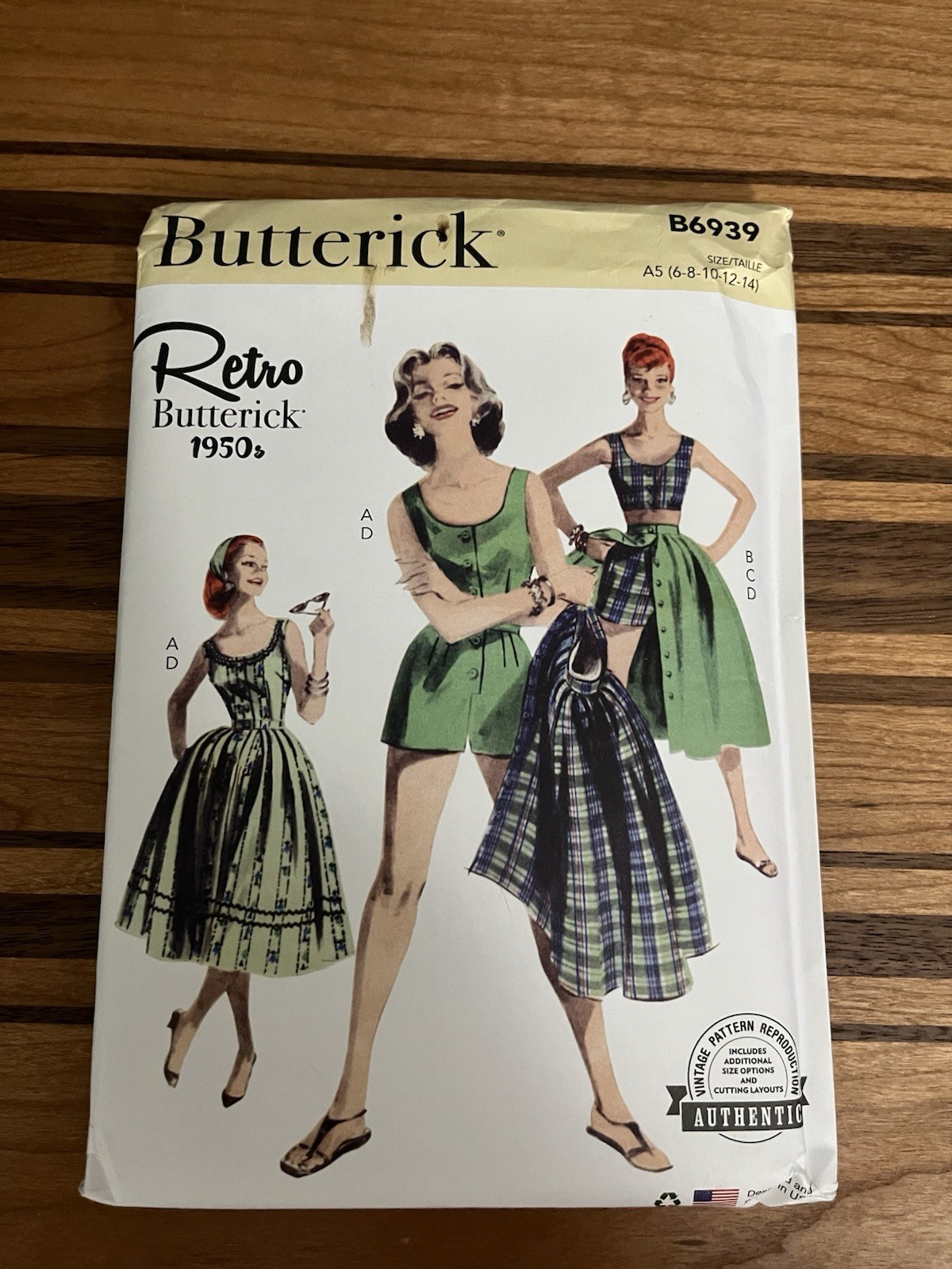 Butterick 1950's Retro Pattern B6939 A5 (6-8-10-12-14) NEW Butterick 1950's Retro Pattern B6939 A5 (6-8-10-12-14) NEW