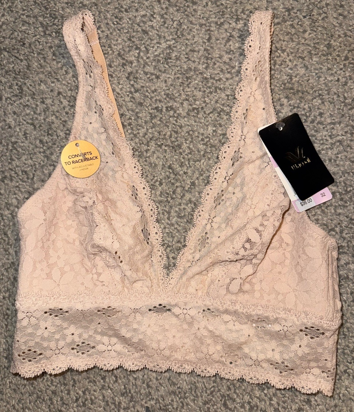 NEW WACOAL 811205 Sand Beige Halo Lace Wirefree Bra Bralette Size 32 NWT NEW WACOAL 811205 Sand Beige Halo Lace Wirefree Bra Bralette Size 32 NWT