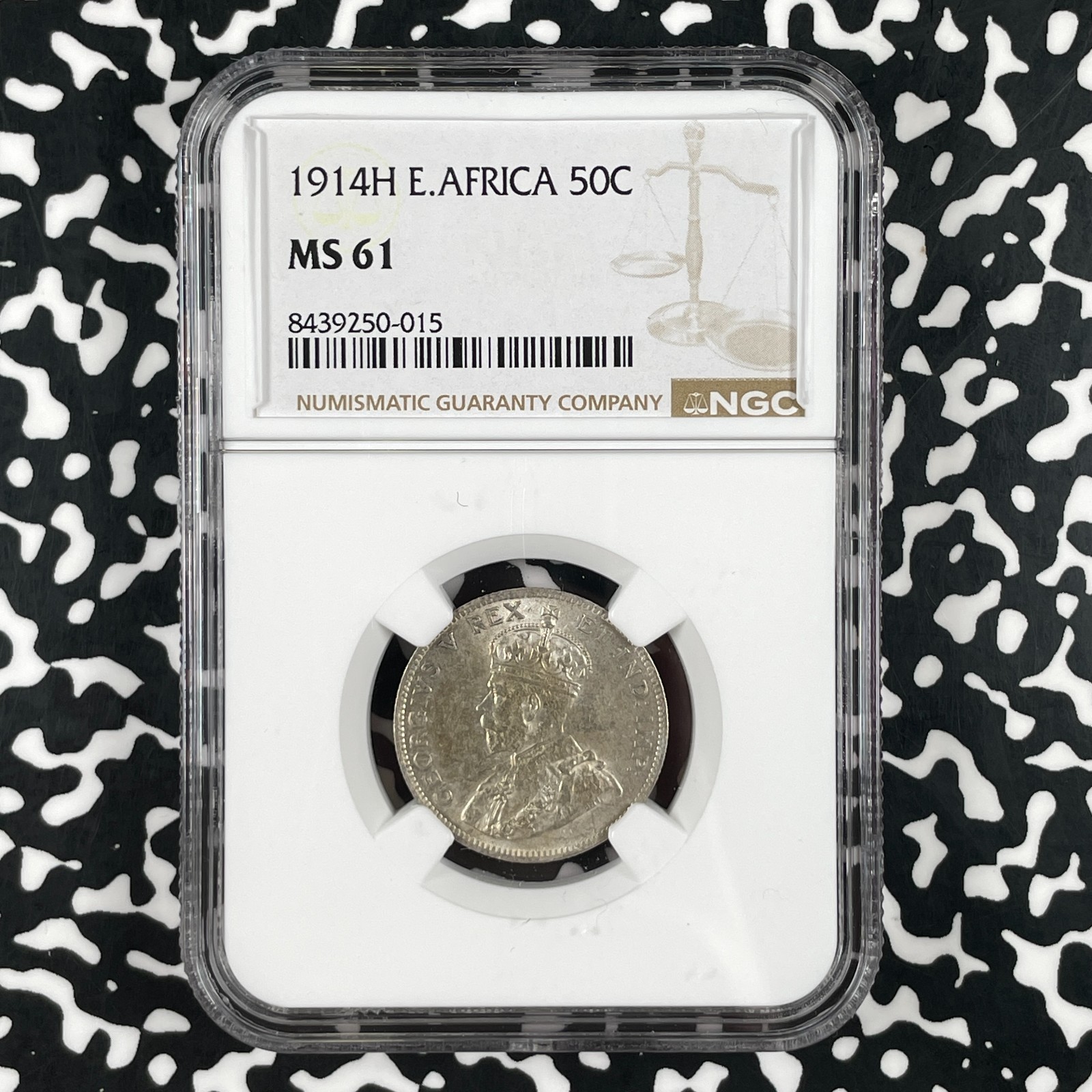 1914-H East Africa & Uganda 50 Cents NGC MS61 Lot#G3342 Silver Nice UNC 1914-H East Africa & Uganda 50 Cents NGC MS61 Lot#G3342 Silver Nice UNC