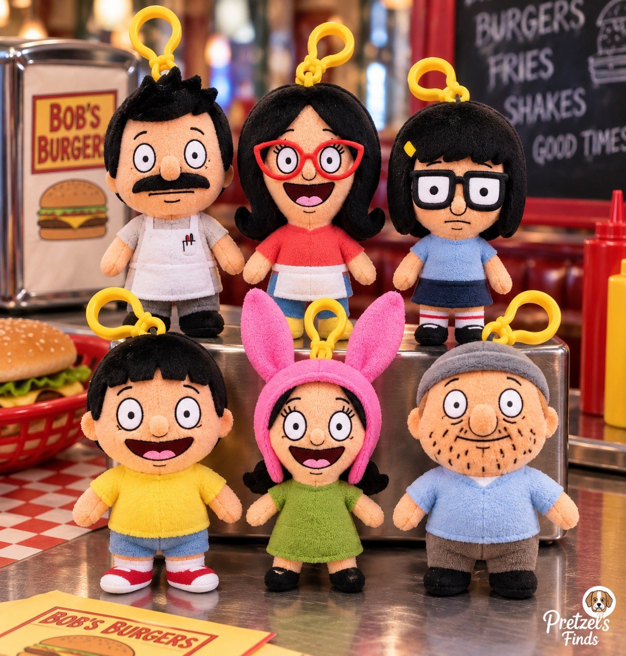 BOB’S BURGERS SERIES 4 COMPLETE SET 6 PLUSH DANGLER CLIPS NEW