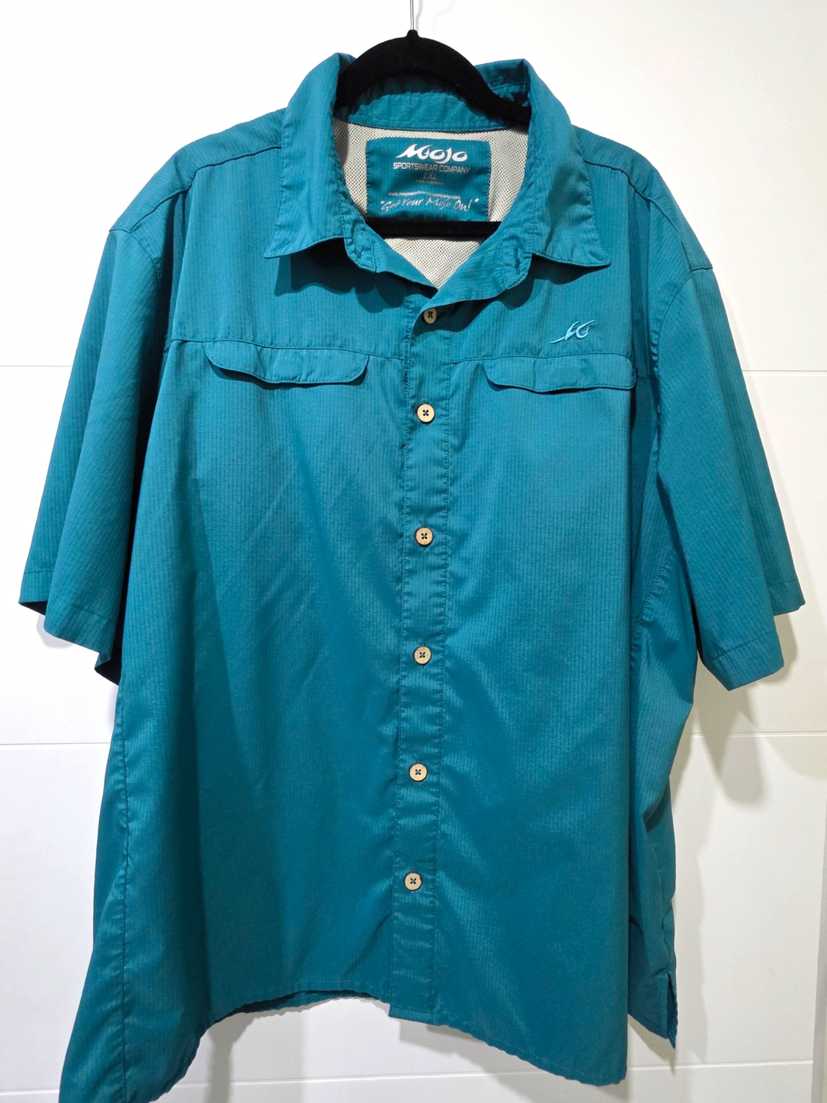 Mojo Sportswear Co 2XL Poly Spandex Button-Up Pockets Teal M-FS6000SUB Mojo Sportswear Co 2XL Poly Spandex Button-Up Pockets Teal M-FS6000SUB