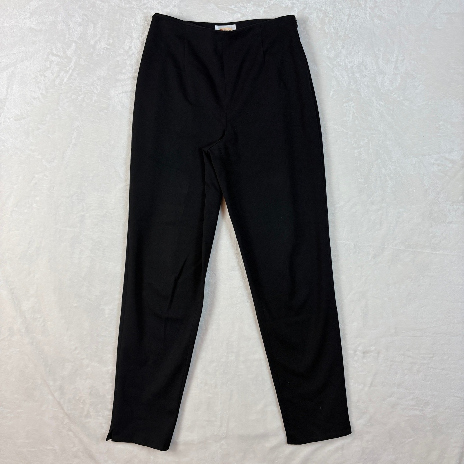 Talbots Stretch Trousers Womens 6 Black Excellent Side Zip Straight Leg Pants