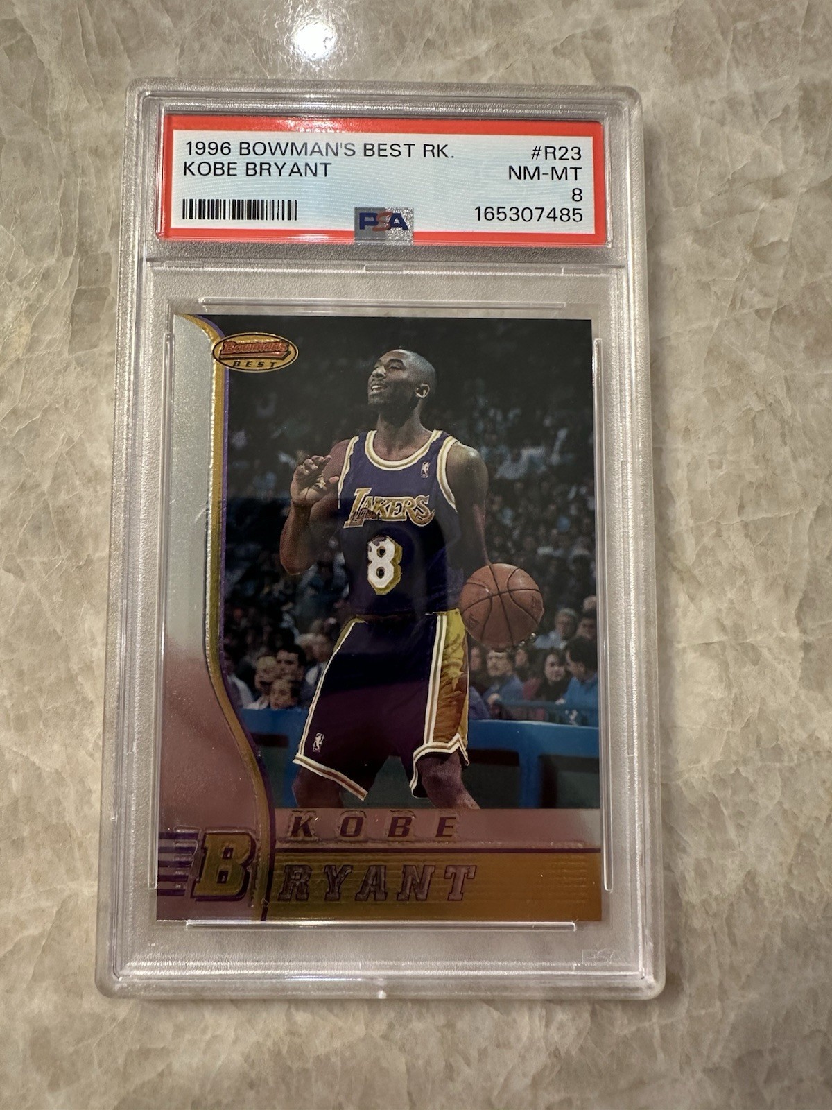 1996-97 Bowman\'s Best - Rookies Kobe Bryant #R23 (RC) Los Angeles Lakers PSA 8 1996-97 Bowman\'s Best - Rookies Kobe Bryant #R23 (RC) Los Angeles Lakers PSA 8