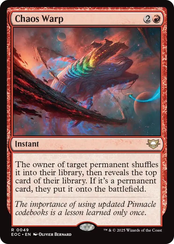 NM - Chaos Warp EOC - 49 Commander: Edge of Eternities NM - Chaos Warp EOC - 49 Commander: Edge of Eternities