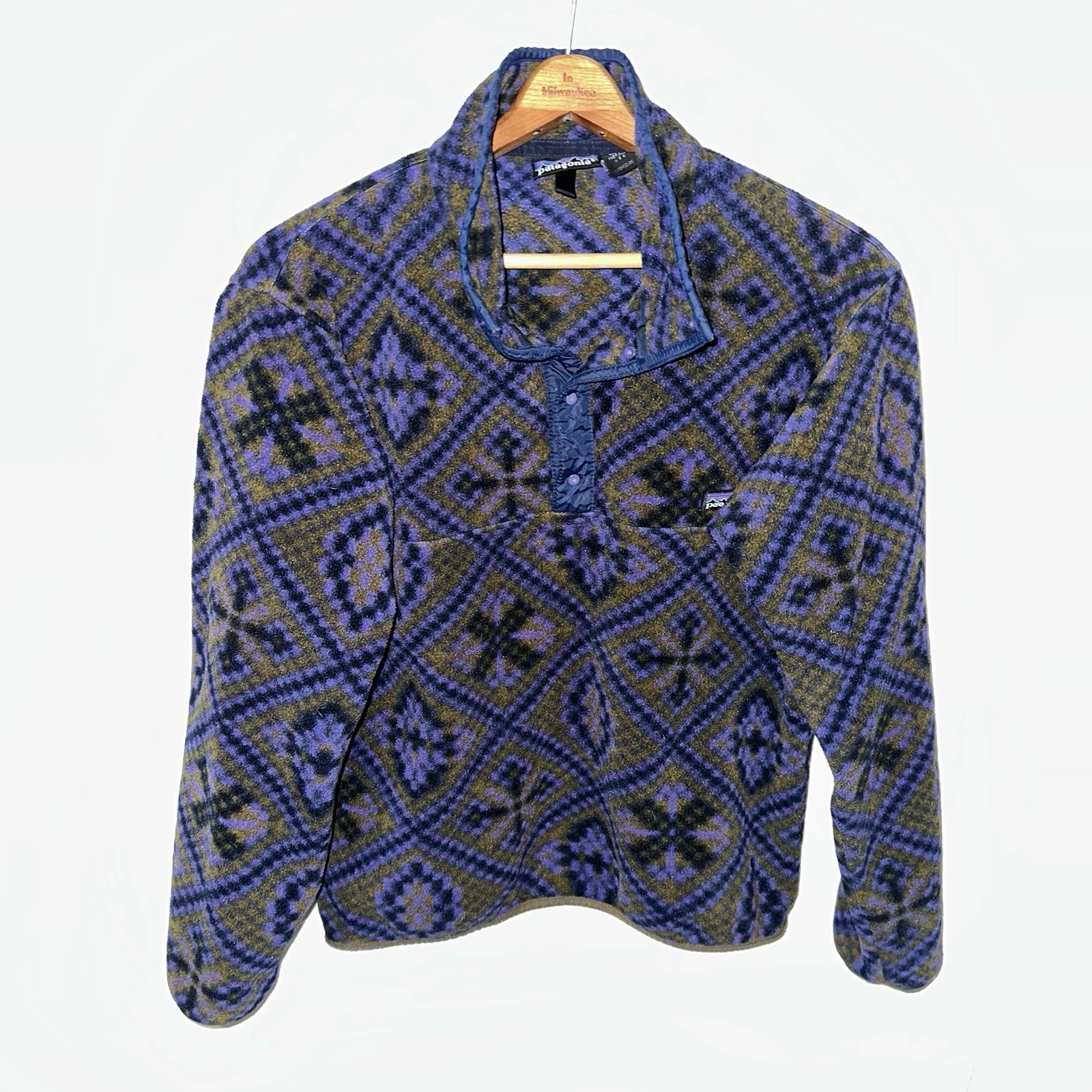 Vintage 90s Patagonia Mosaic Synchilla Snap-T Fleece Pullover Small Made In USA