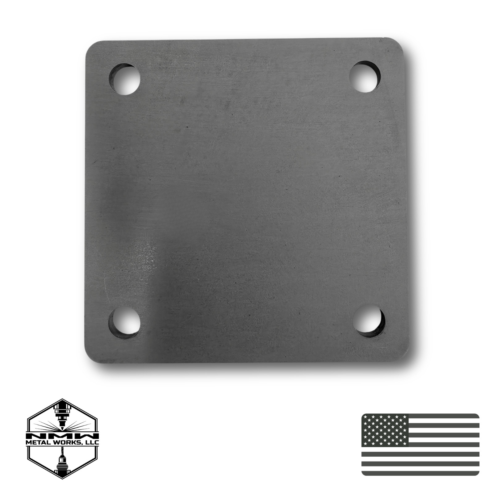 A36 Steel Square Base Plates w/ 4 Holes – Multiple Sizes  – Made in USA