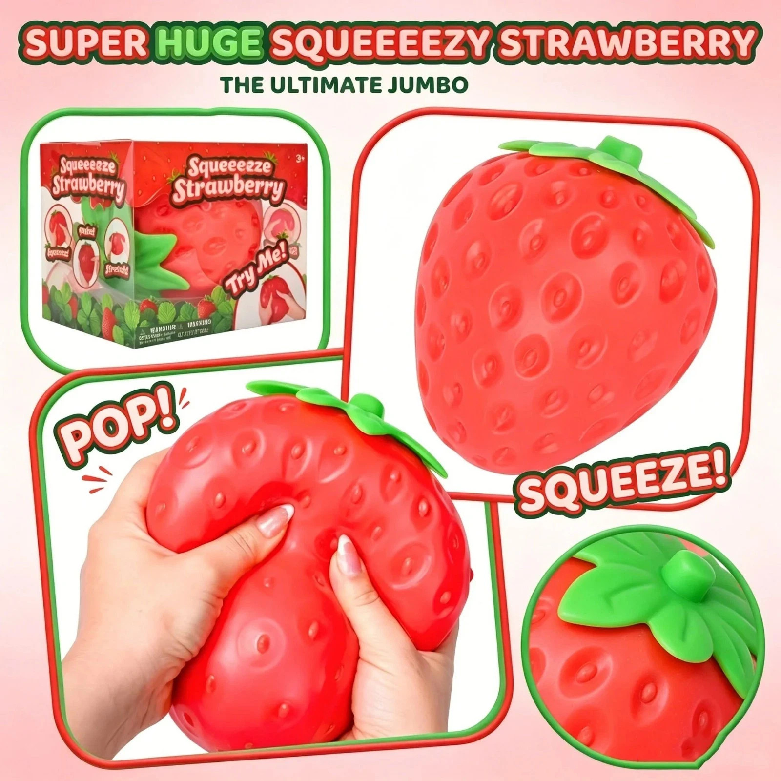 Sunny Days Jumbo Squeezy Strawberry Squishy Toy Stress Relief Sensory Fun Sunny Days Jumbo Squeezy Strawberry Squishy Toy Stress Relief Sensory Fun