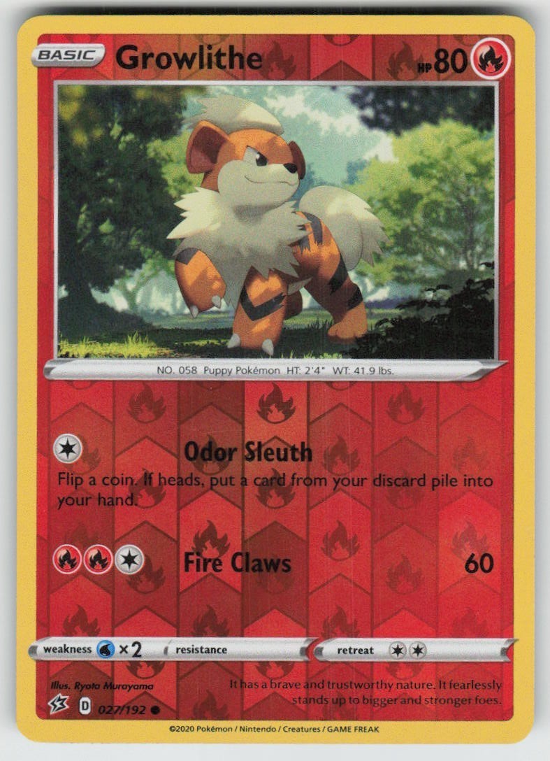 PO-04 Reverse Holo Growlithe 027/192 Common SWSH02: Rebel Clash NM