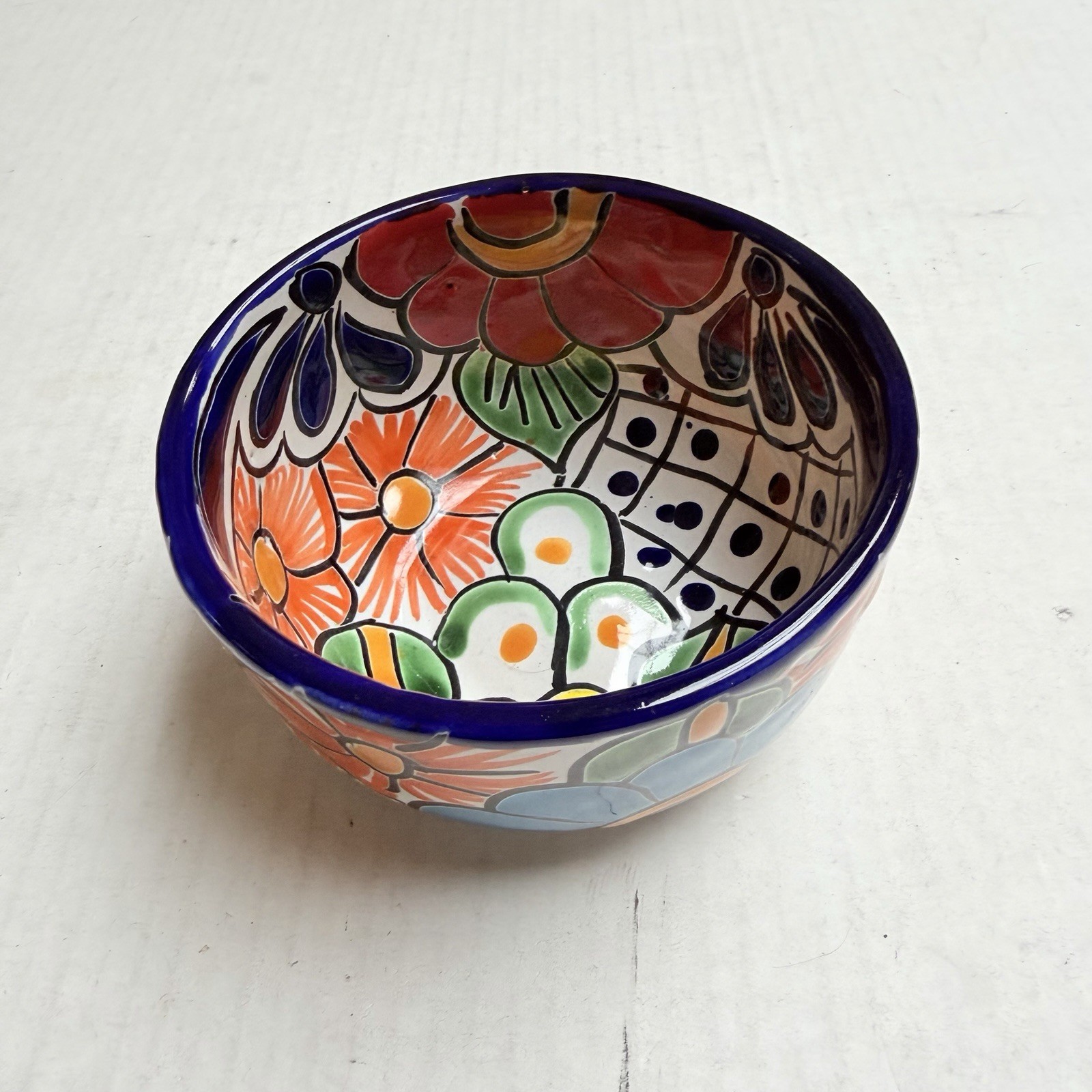 Floral Talavera Mexican Pottery Small Salsa Guacamole Bowl Floral Colorful Gift Floral Talavera Mexican Pottery Small Salsa Guacamole Bowl Floral Colorful Gift