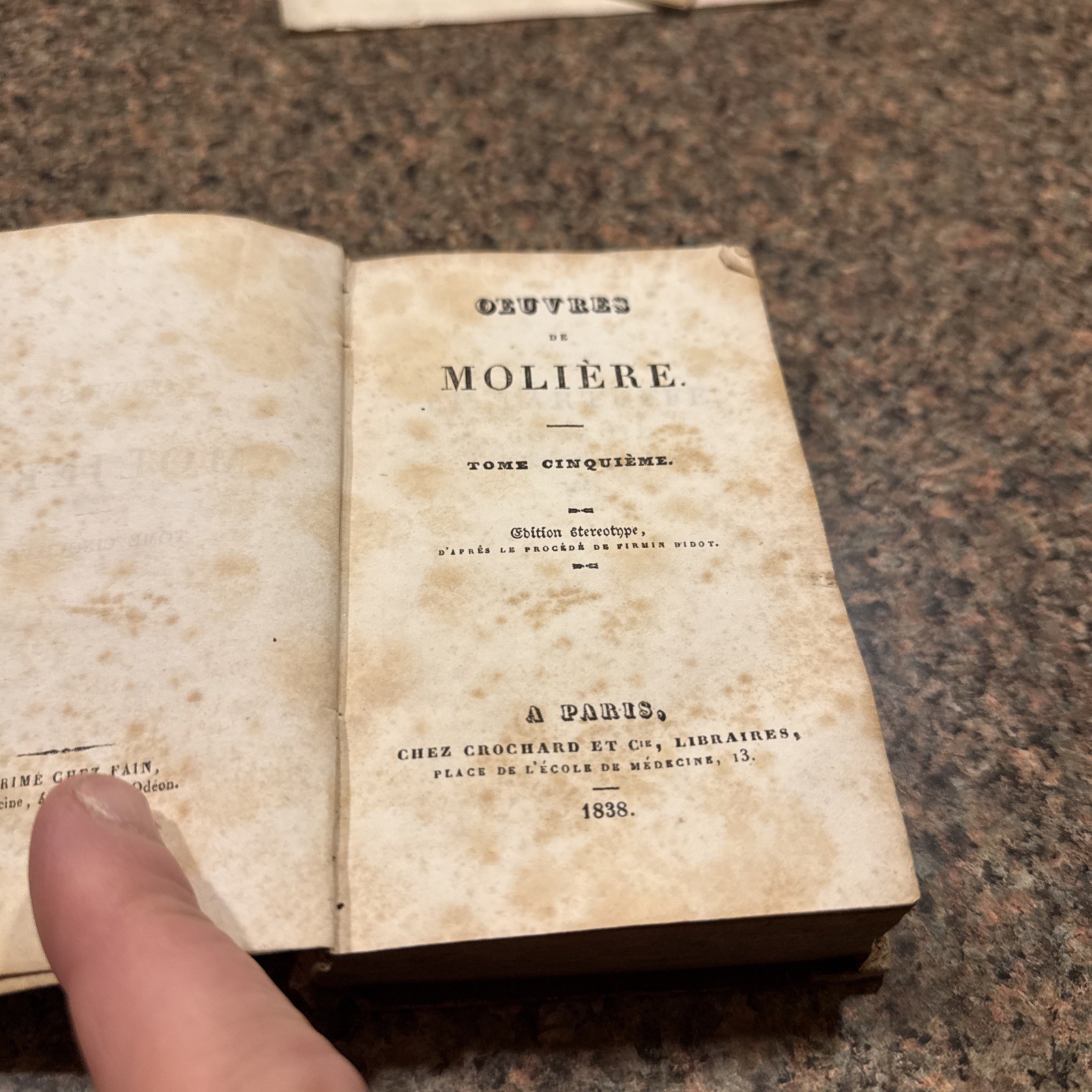 Antique Book Ouevres de Moliere 1838 Antique Book Ouevres de Moliere 1838