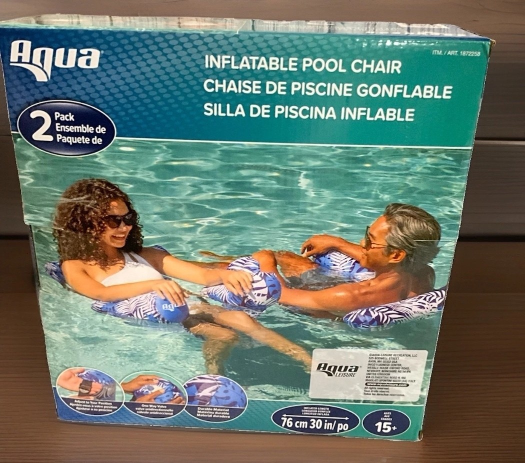 Aqua Baja Inflatable 2 Pack Pool Floating Adjustable Chair Blue New In Box Aqua Baja Inflatable 2 Pack Pool Floating Adjustable Chair Blue New In Box