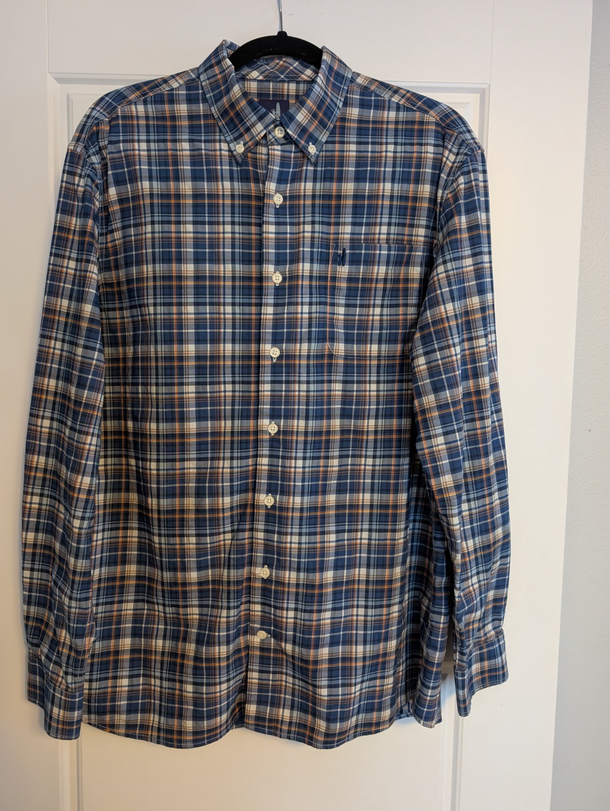 Johnnie-O Mens Dex Prep-Formance Shirt LG Abyss Plaid Stretch Button Down Casual