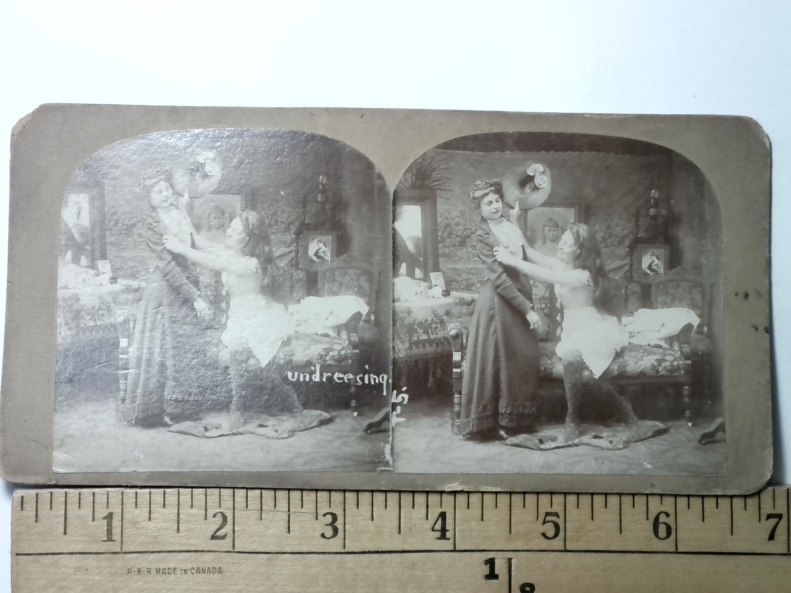 Undressing Women Stereoview Antique c1880s Risqué Victorian