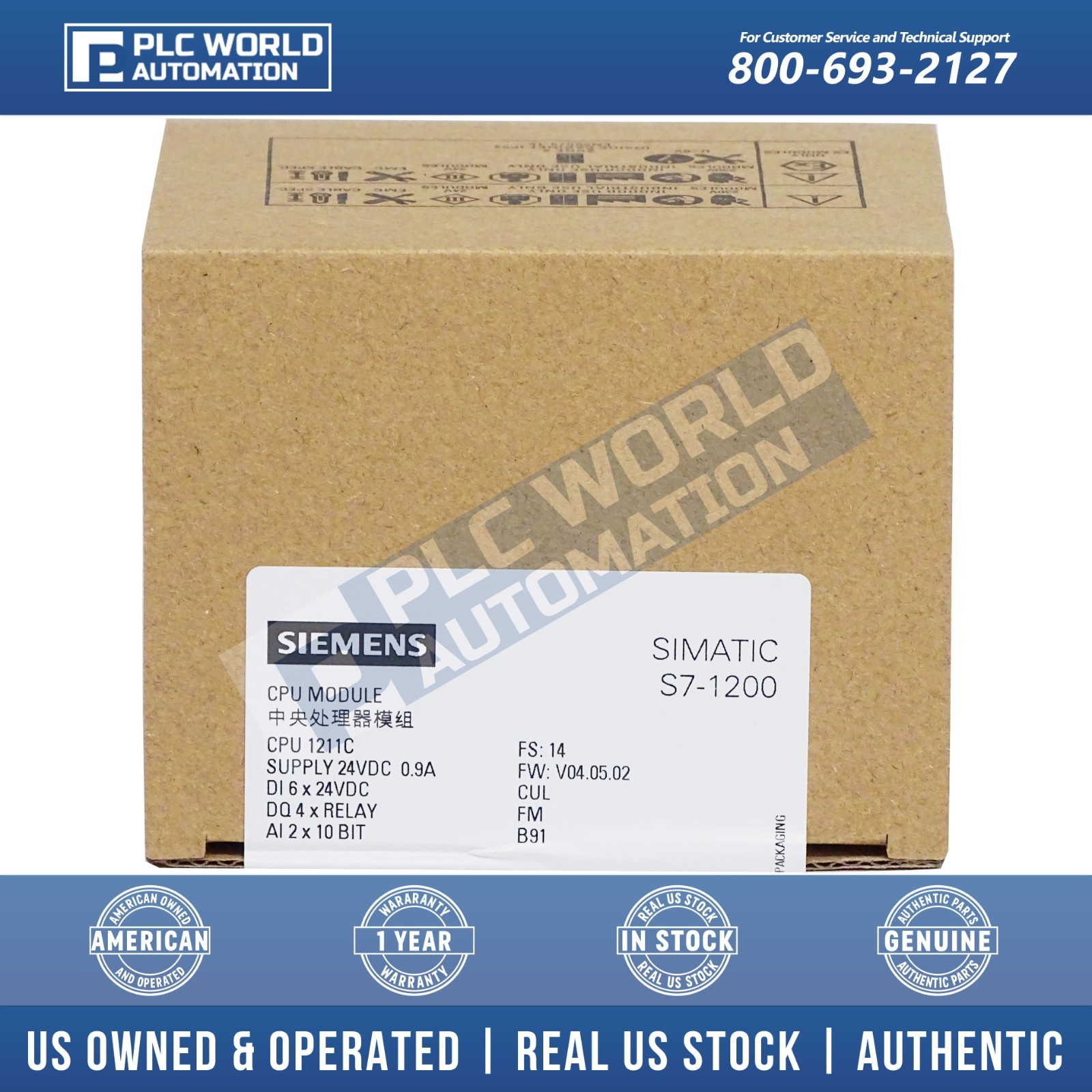 Siemens 6ES7211-1HE40-0XB0 SIMATIC S7-1200 CPU 1211C, Compact CPU, New Sealed