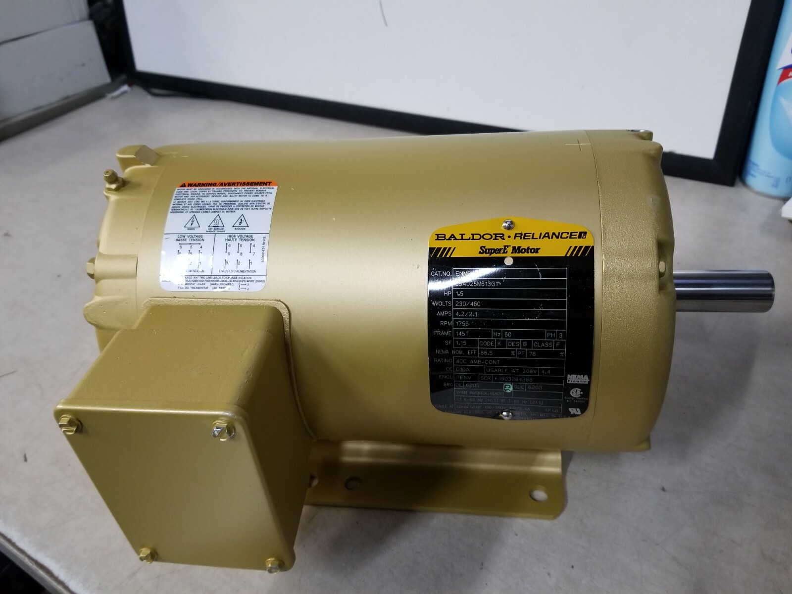 ENM3554T  1 1/2 HP, 1755 RPM NEW BALDOR ELECTRIC MOTOR OLD # NM3554T