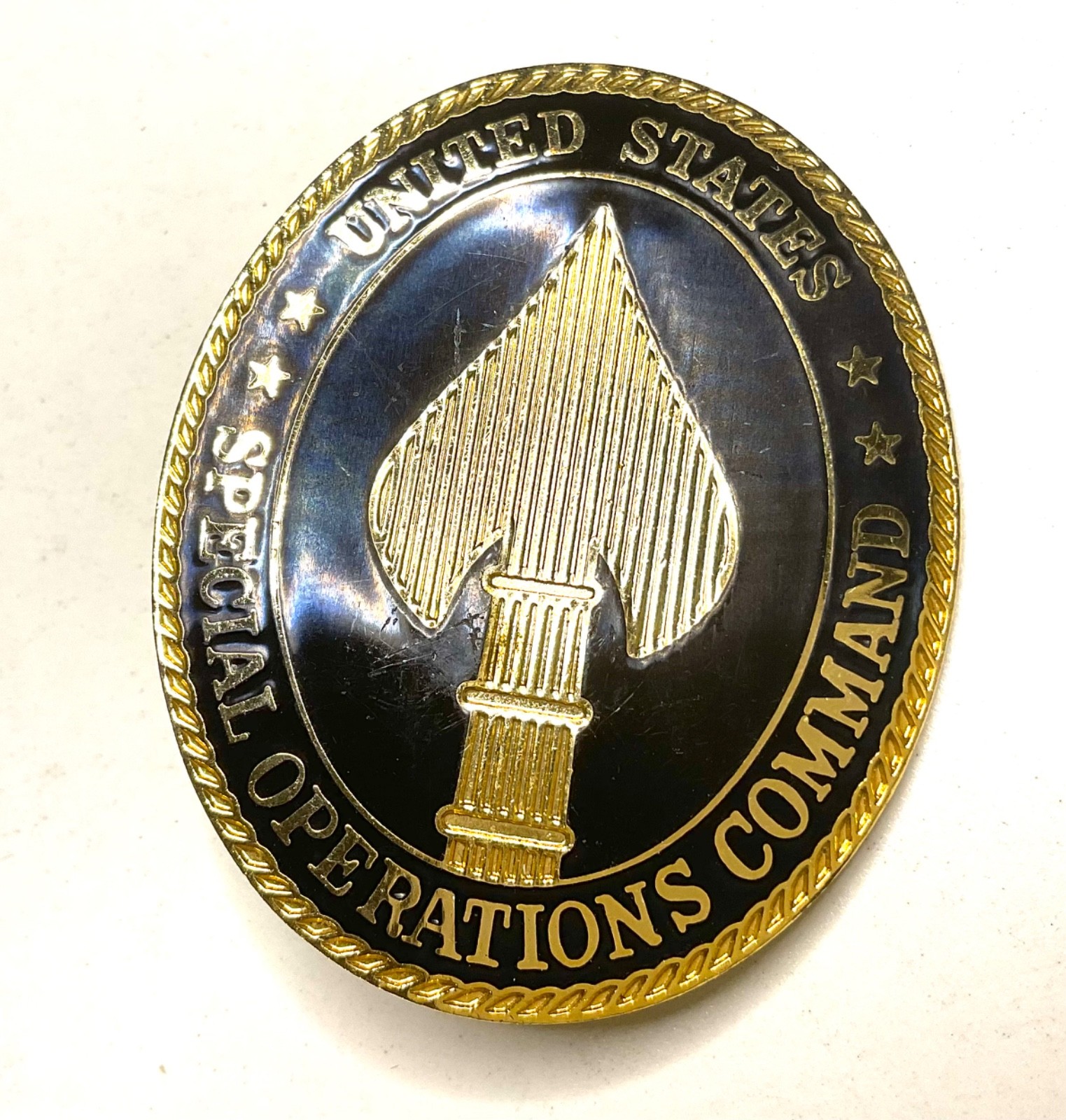 Large USSOCOM United States Special Operations Command Gold Black Insignia Pin